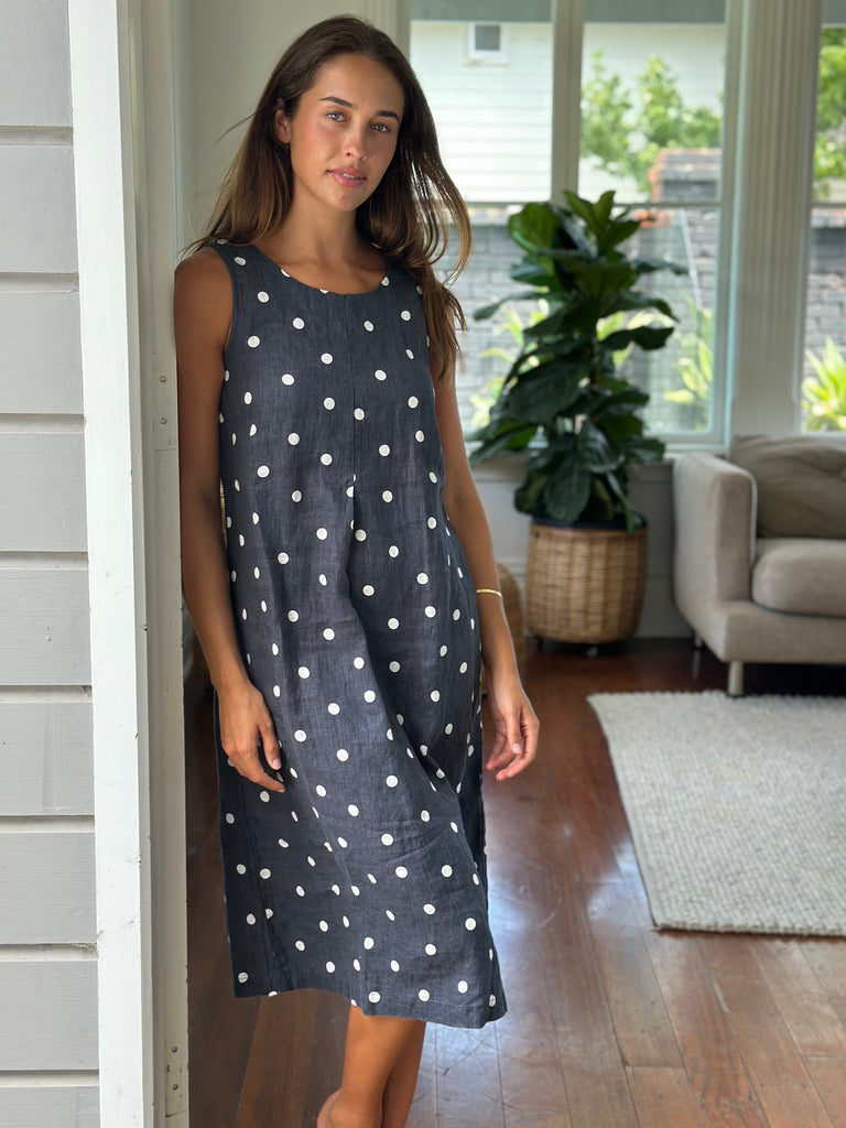 becky dress - charcoal spot Apparel  