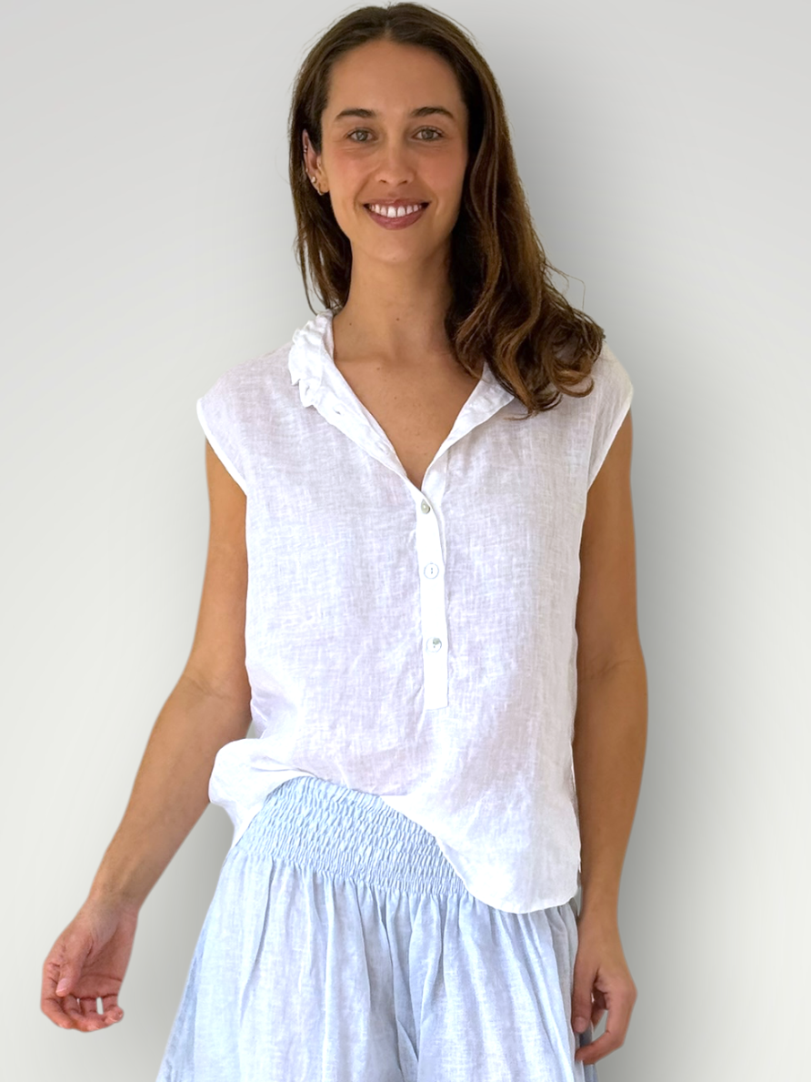 lexi top- white linen Apparel