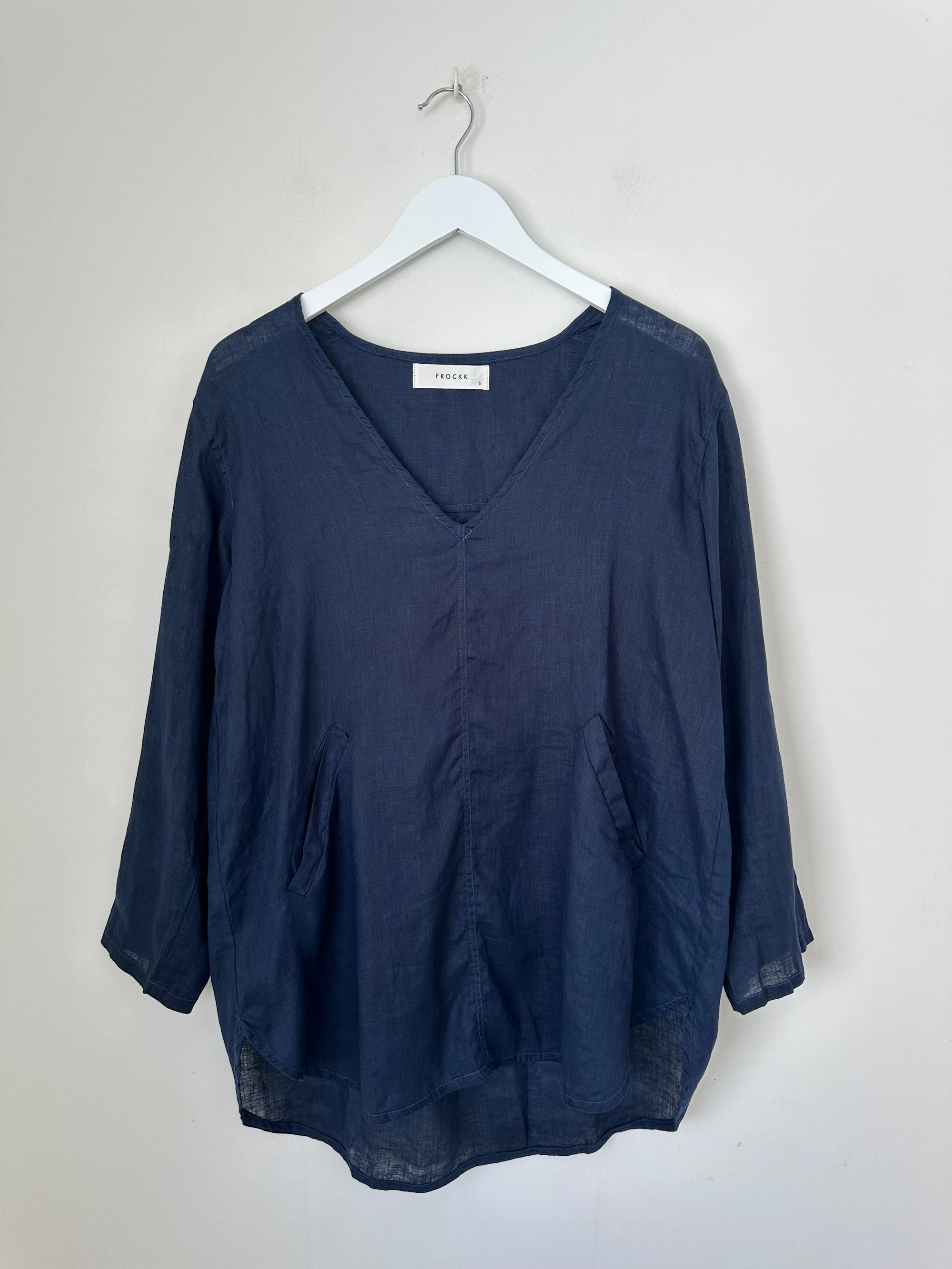 adrian top - navy linen Apparel