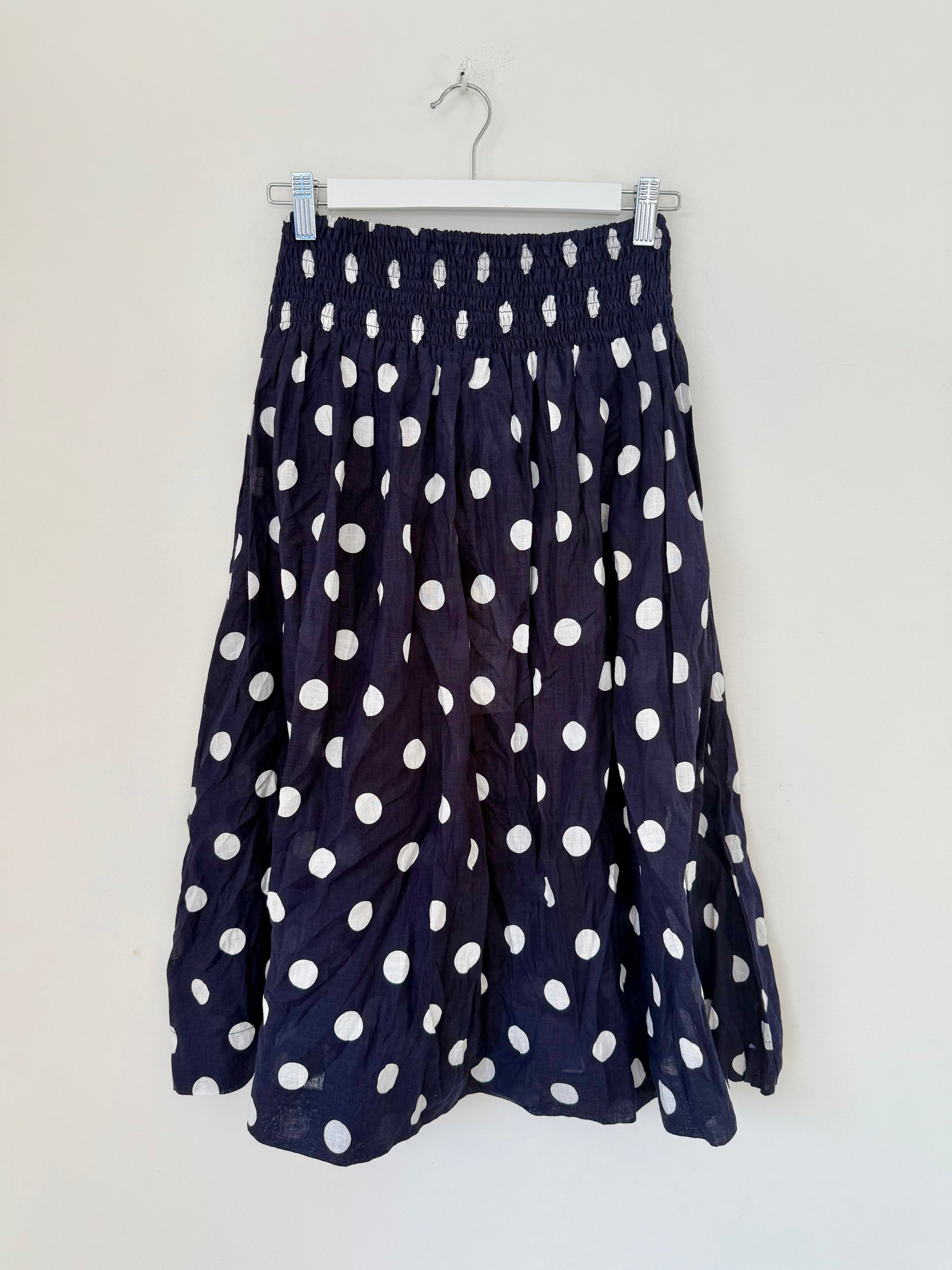 lola skirt - navy spot linen Apparel