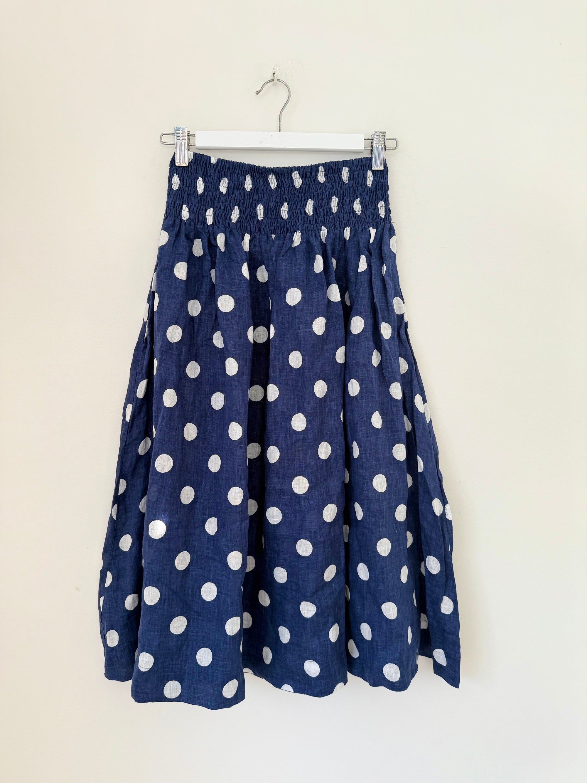 lola skirt - blue dusk spot linen Apparel