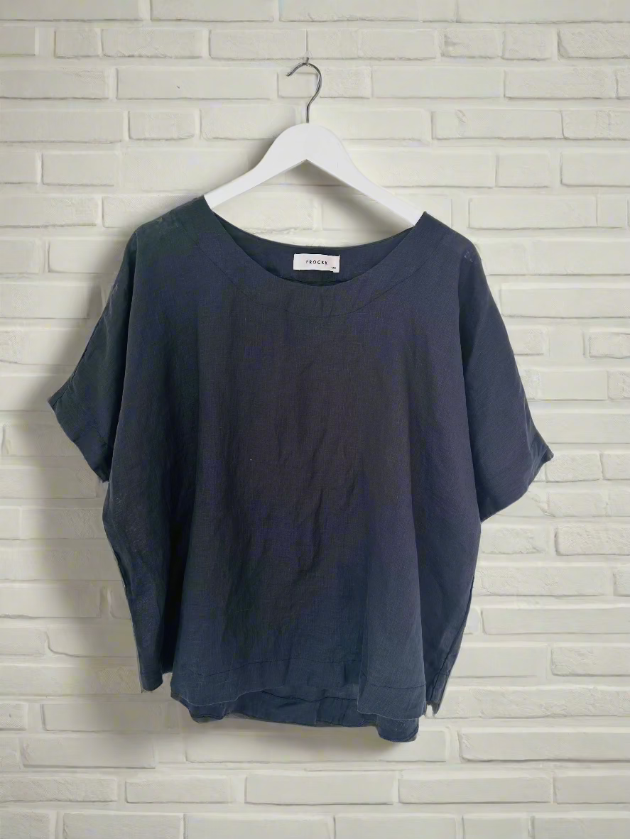 mia top - charcoal linen Apparel