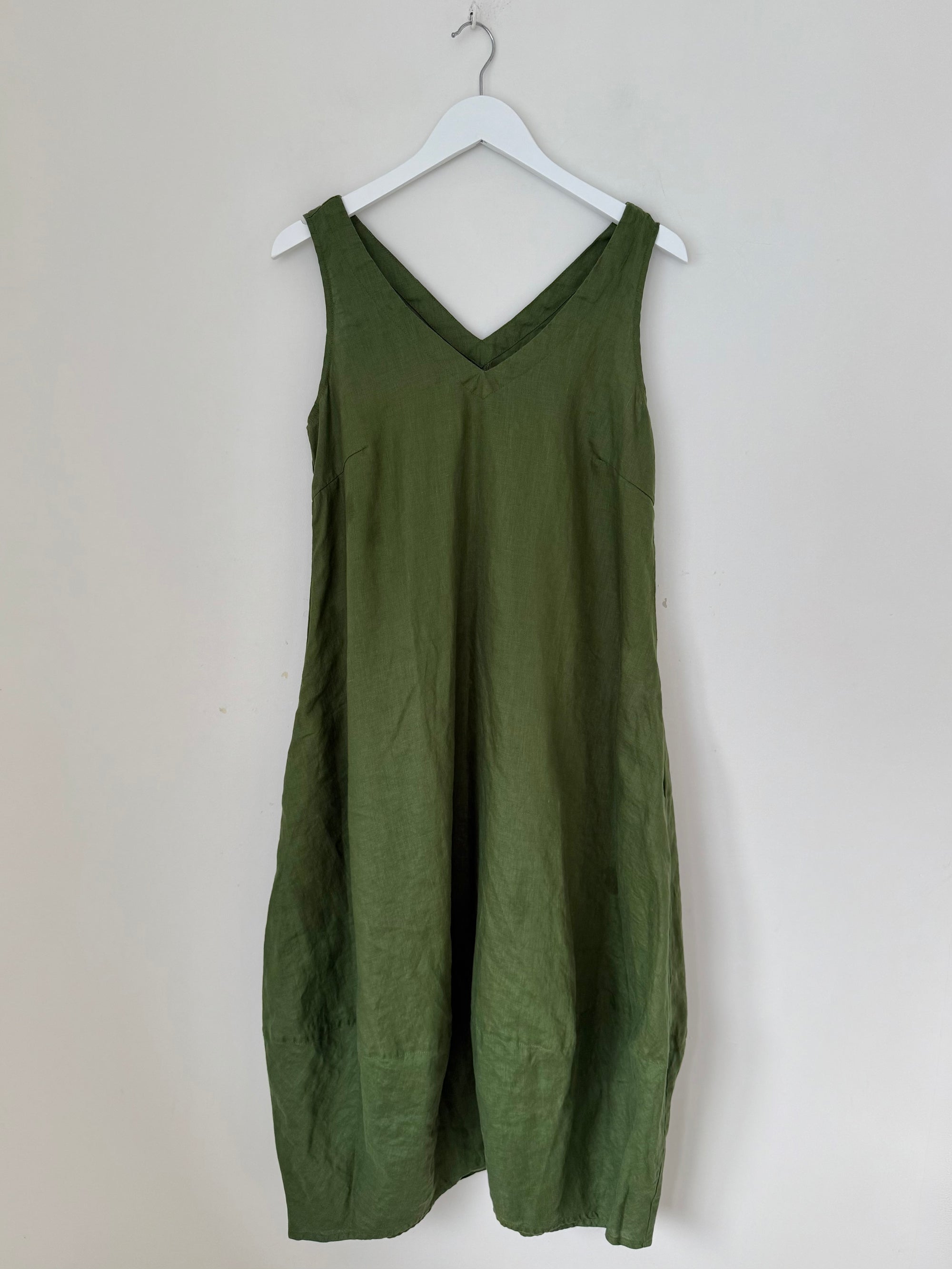 amber dress - moss linen Apparel