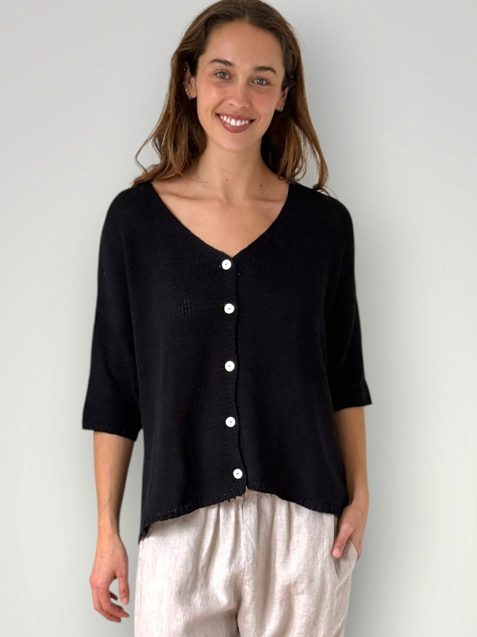 alex cotton knit cardi-black Apparel
