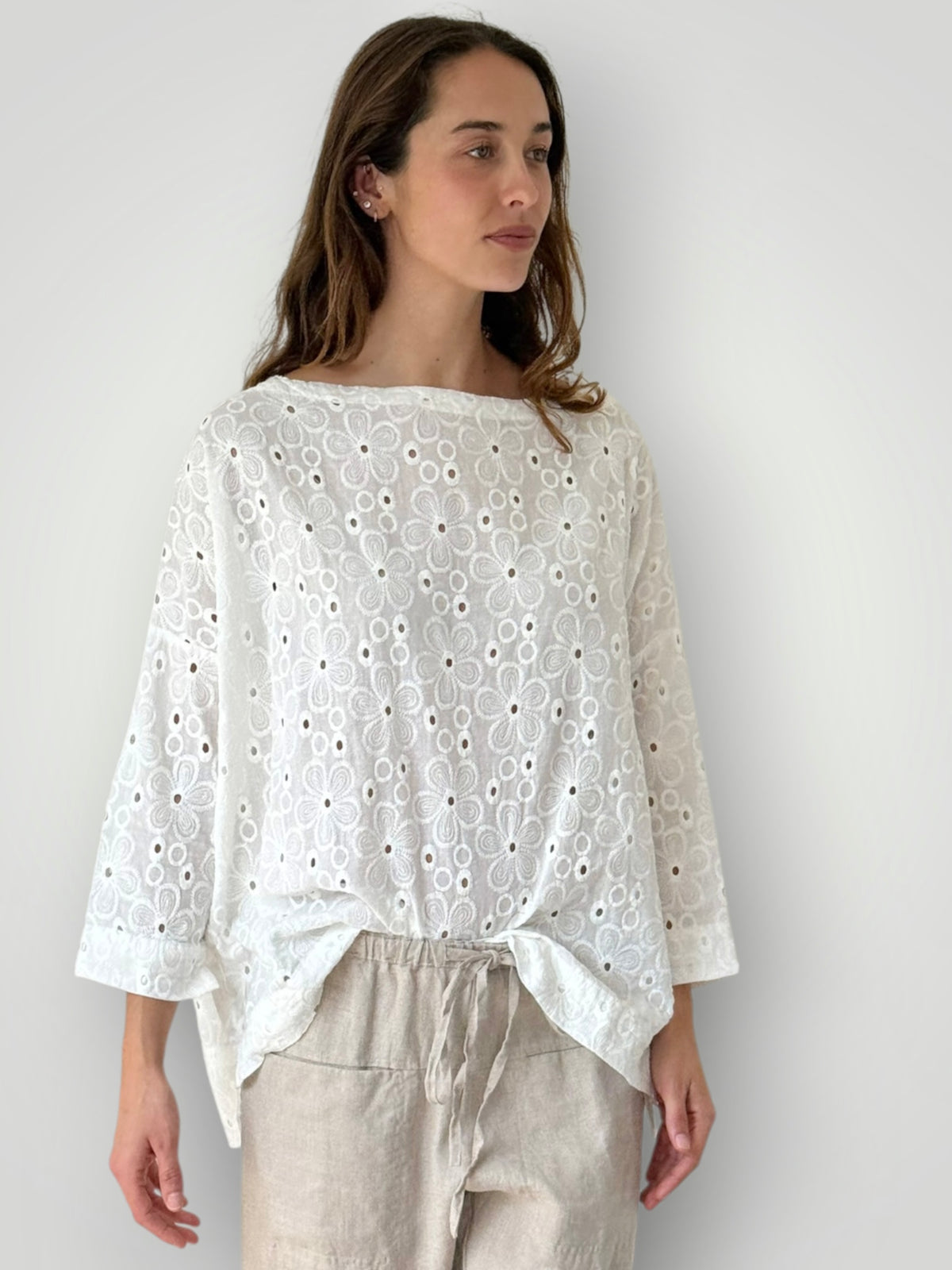 avril top - white cotton embroidery Apparel