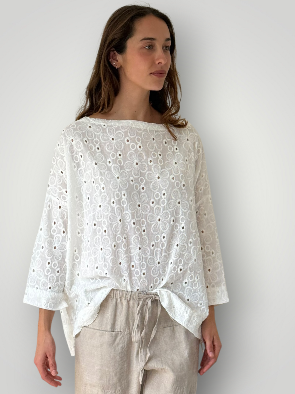 avril top - white cotton embroidery Apparel