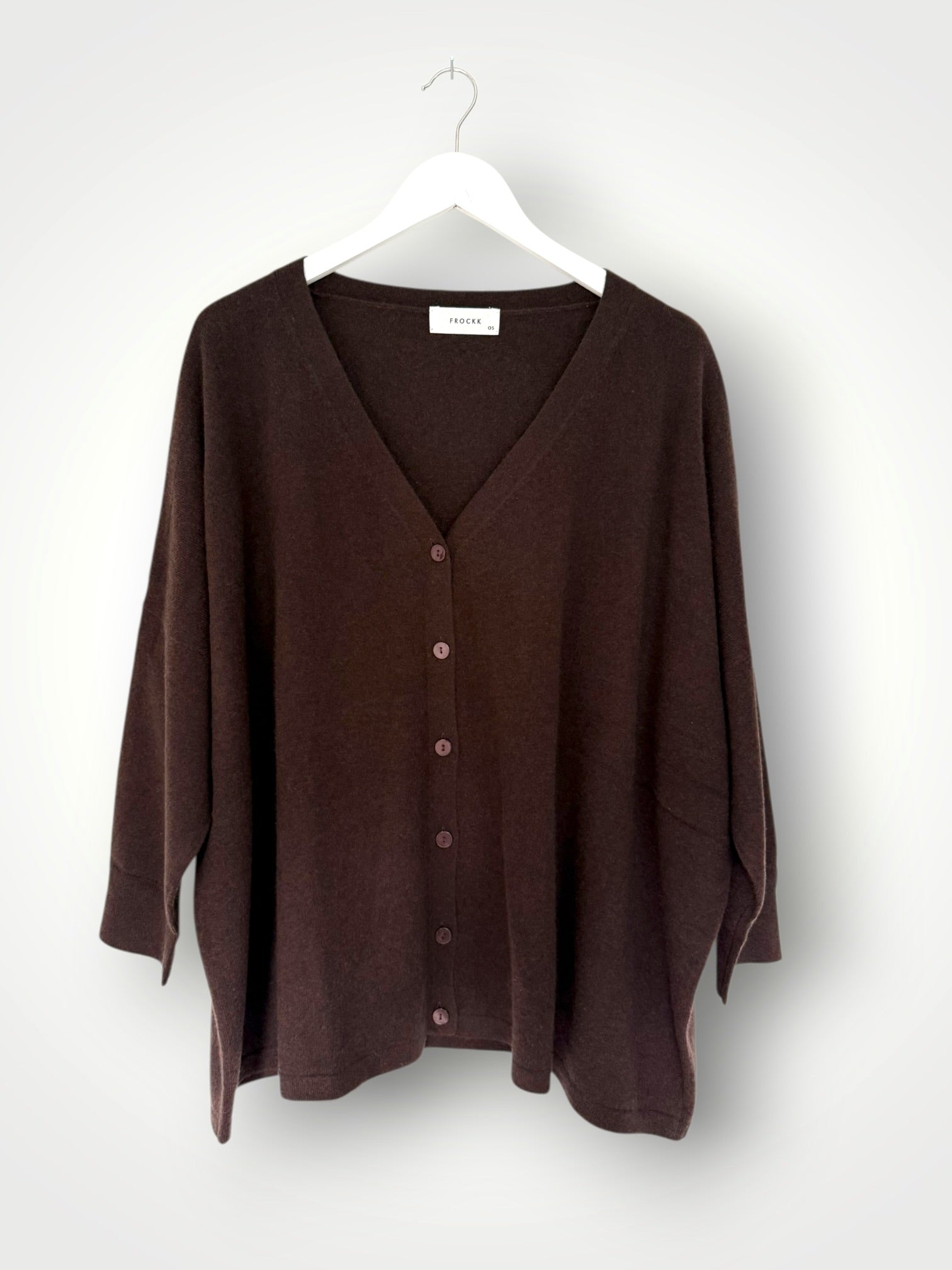 boyfriend cashmere cardigan -chocolate Apparel