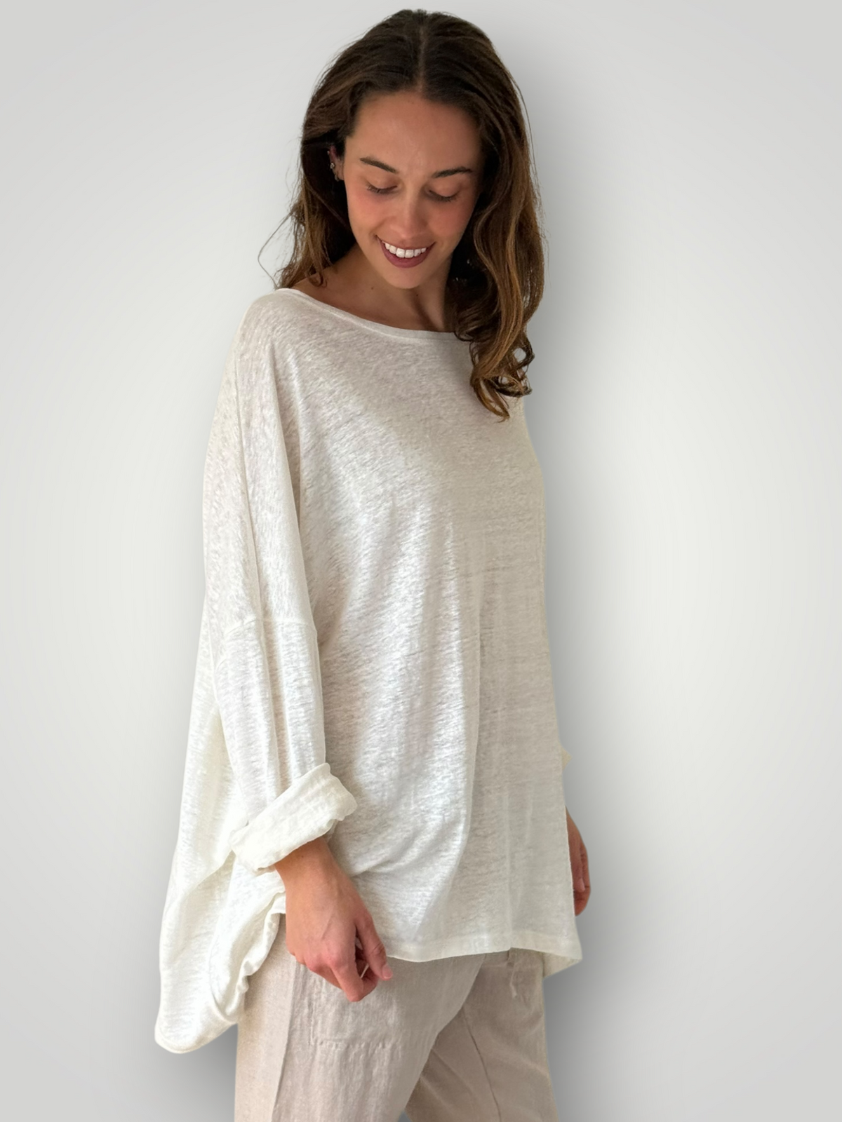 estella top- warm white linen knit Apparel