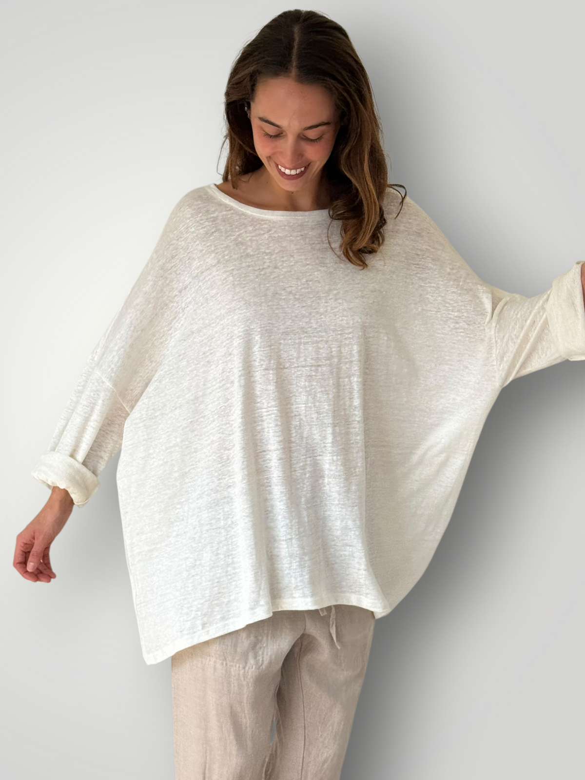 estella top- warm white linen knit Apparel