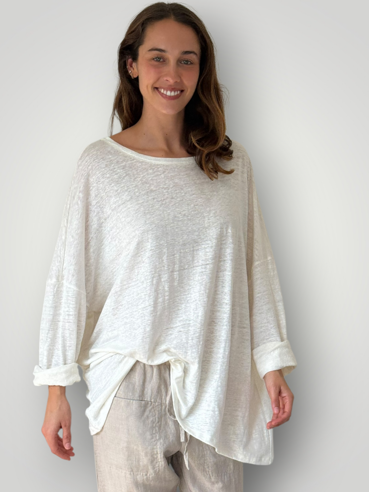 estella top- warm white linen knit Apparel