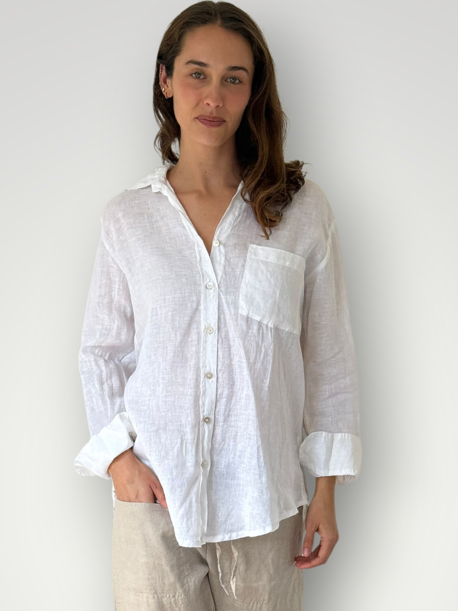 erika shirt - white linen Apparel