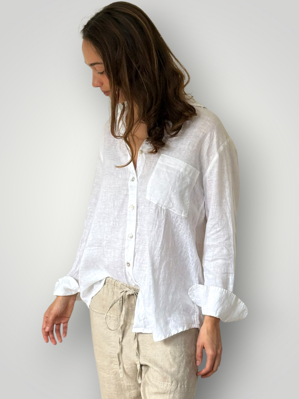 erika shirt - white linen Apparel