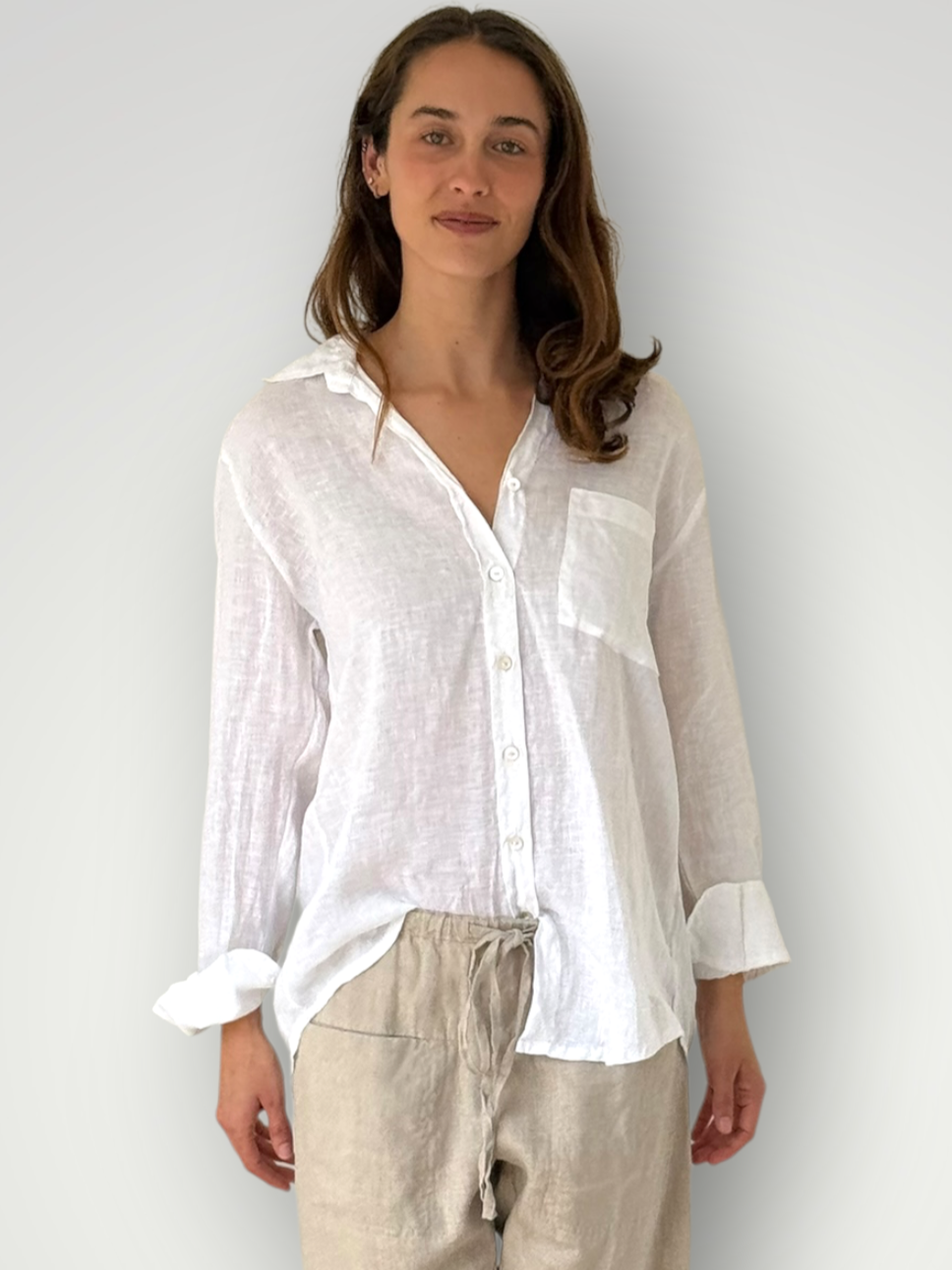 erika shirt - white linen Apparel