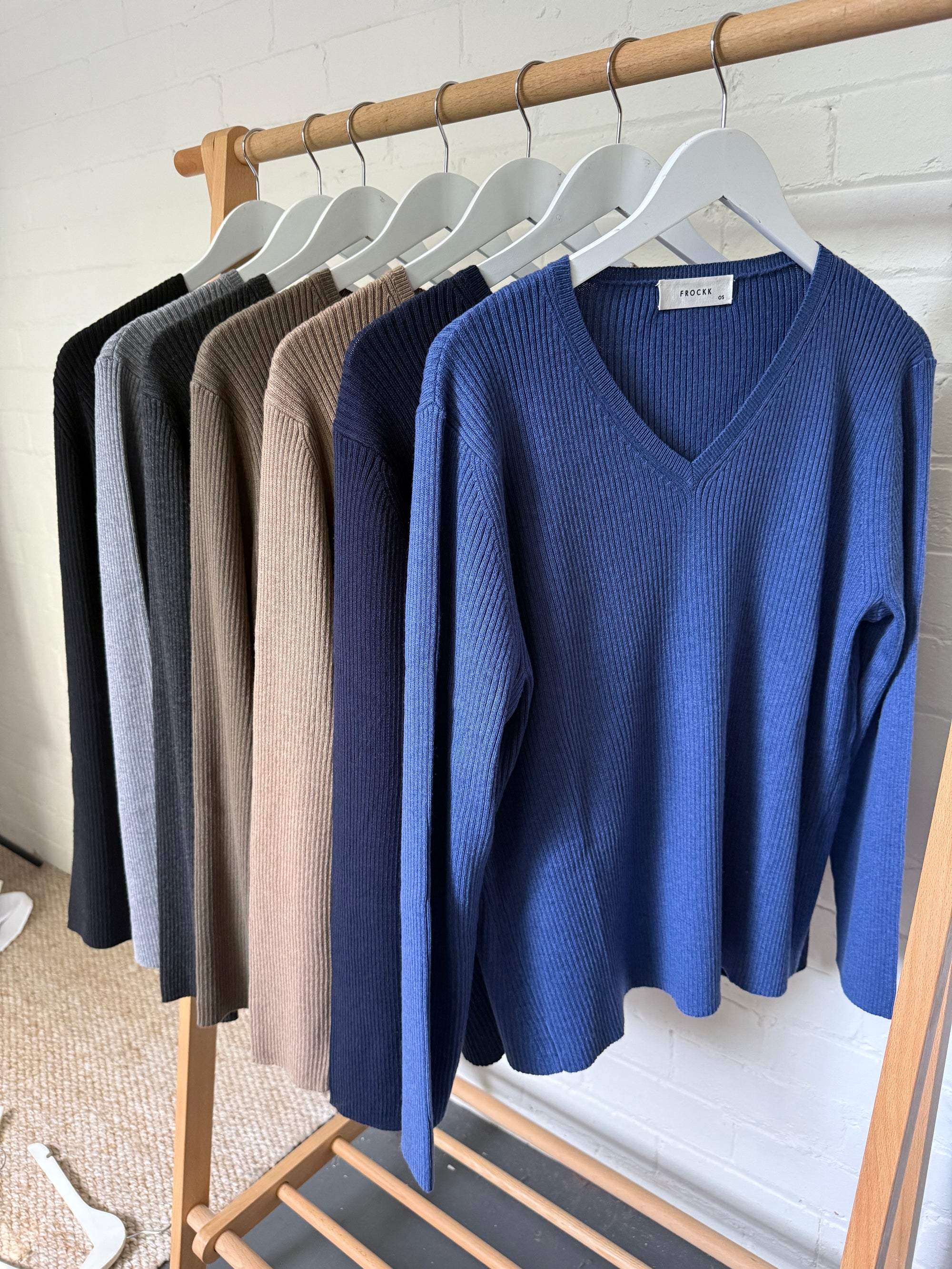 georgia v neck ribbed - denim General