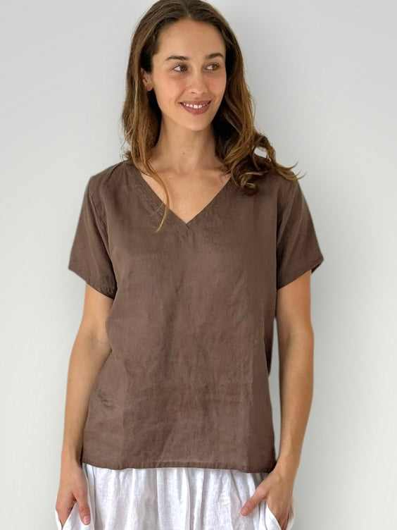 ellie v neck-soil linen Apparel