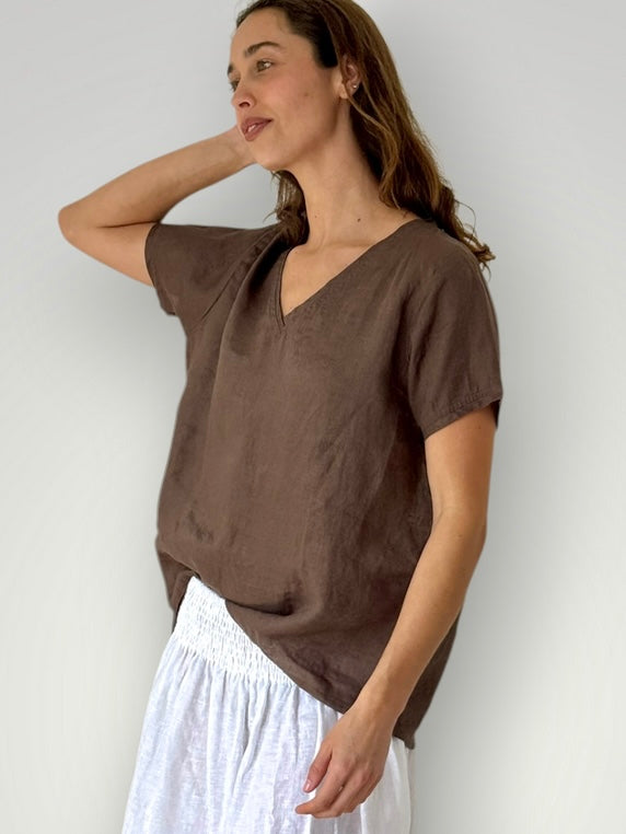 ellie v neck-soil linen Apparel