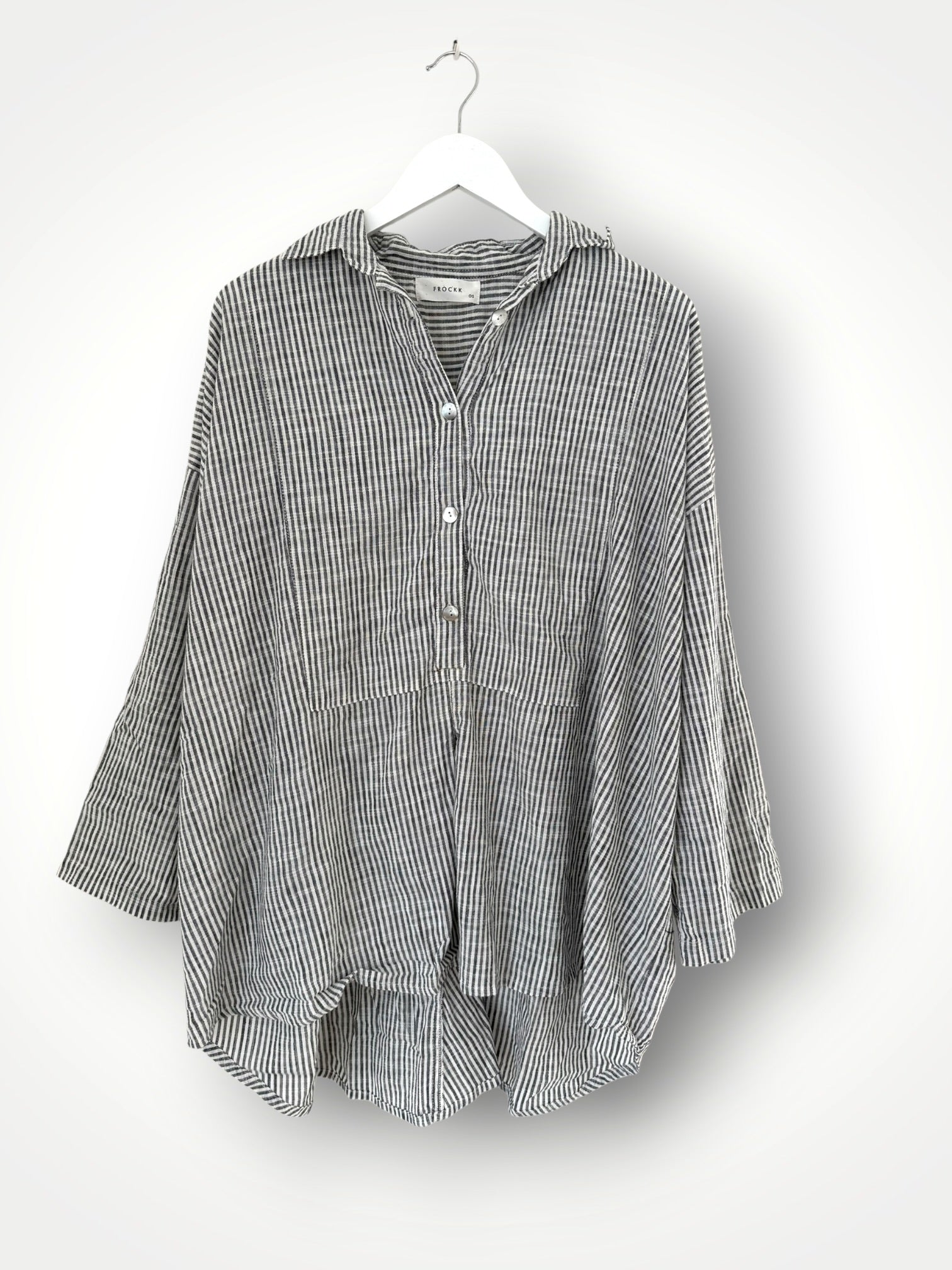 megan shirt-charcoal stripe Apparel