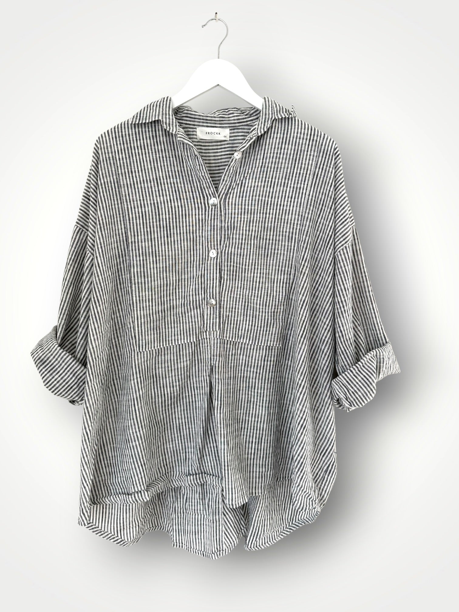 megan shirt-charcoal stripe Apparel