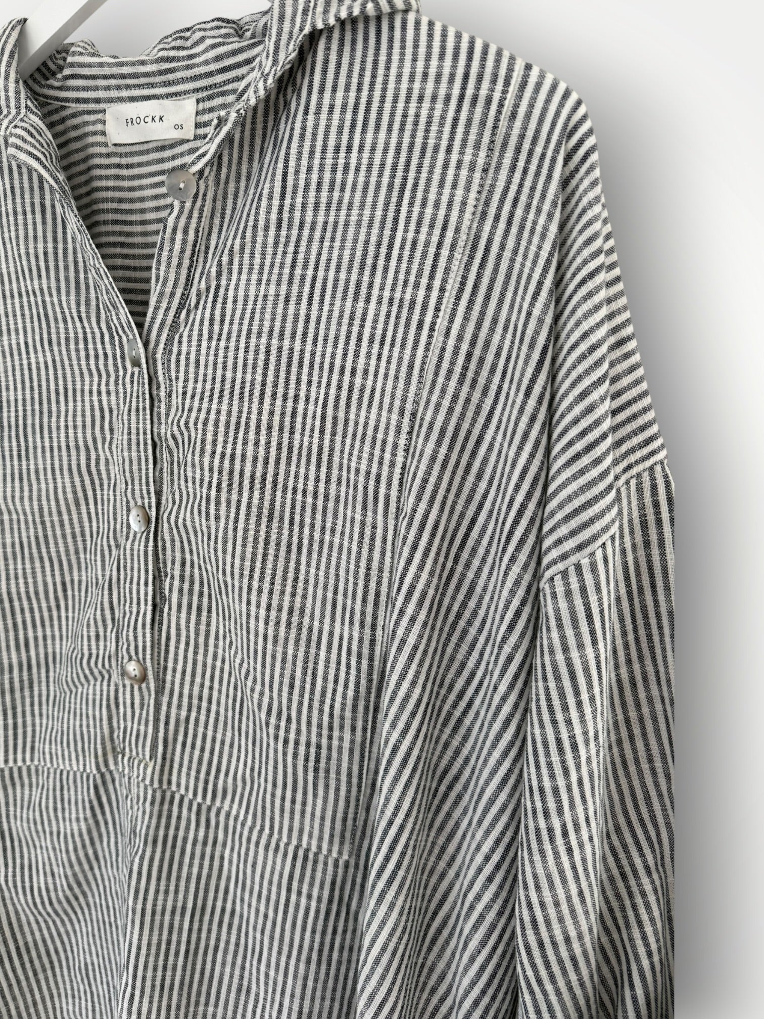 megan shirt-charcoal stripe Apparel