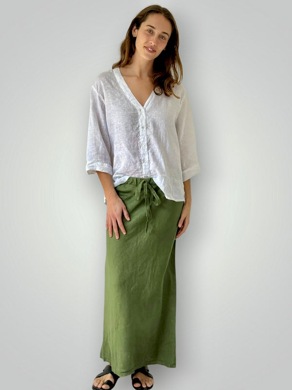 anthea skirt - moss linen Apparel