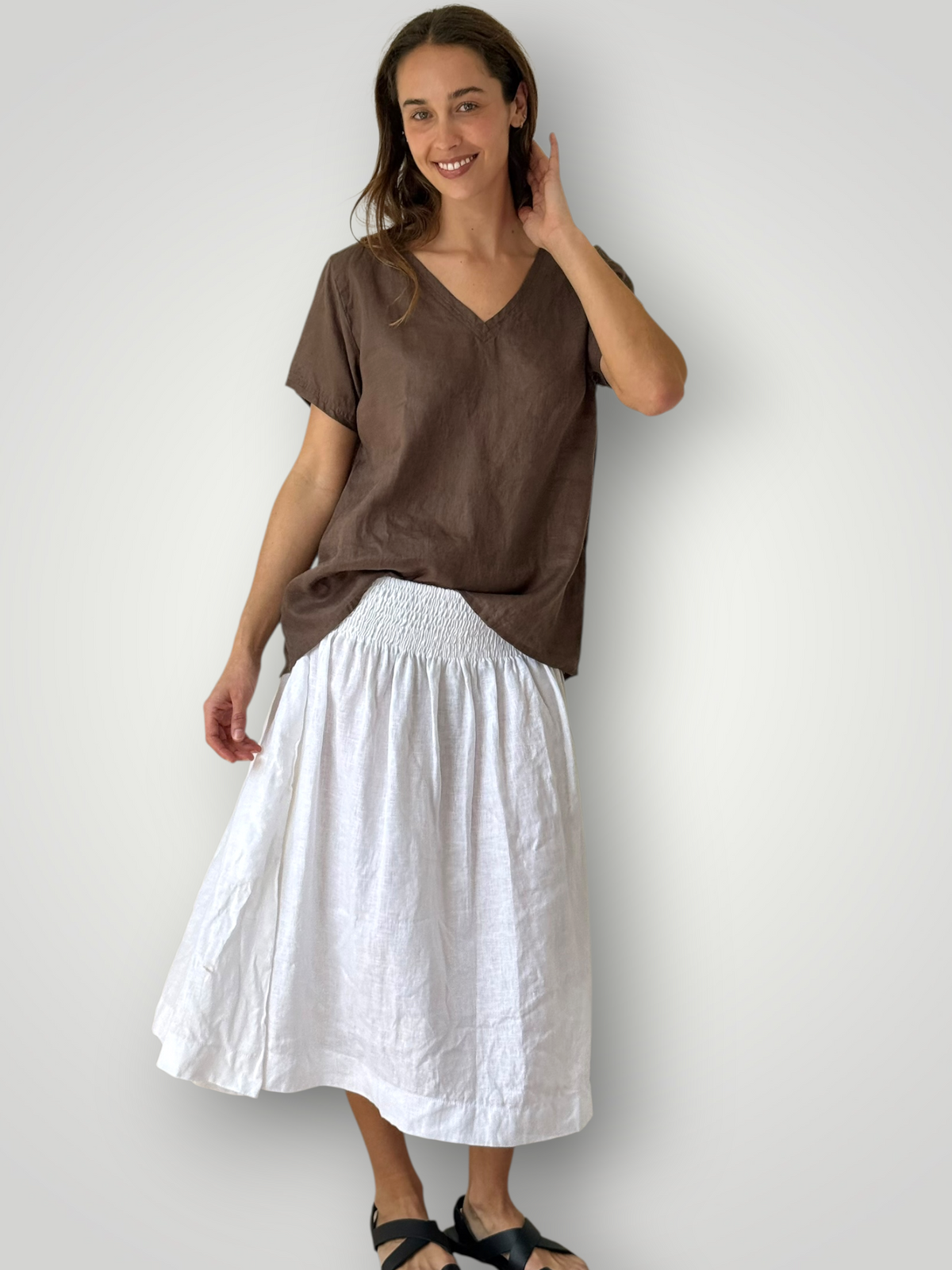 ellie v neck-soil linen Apparel