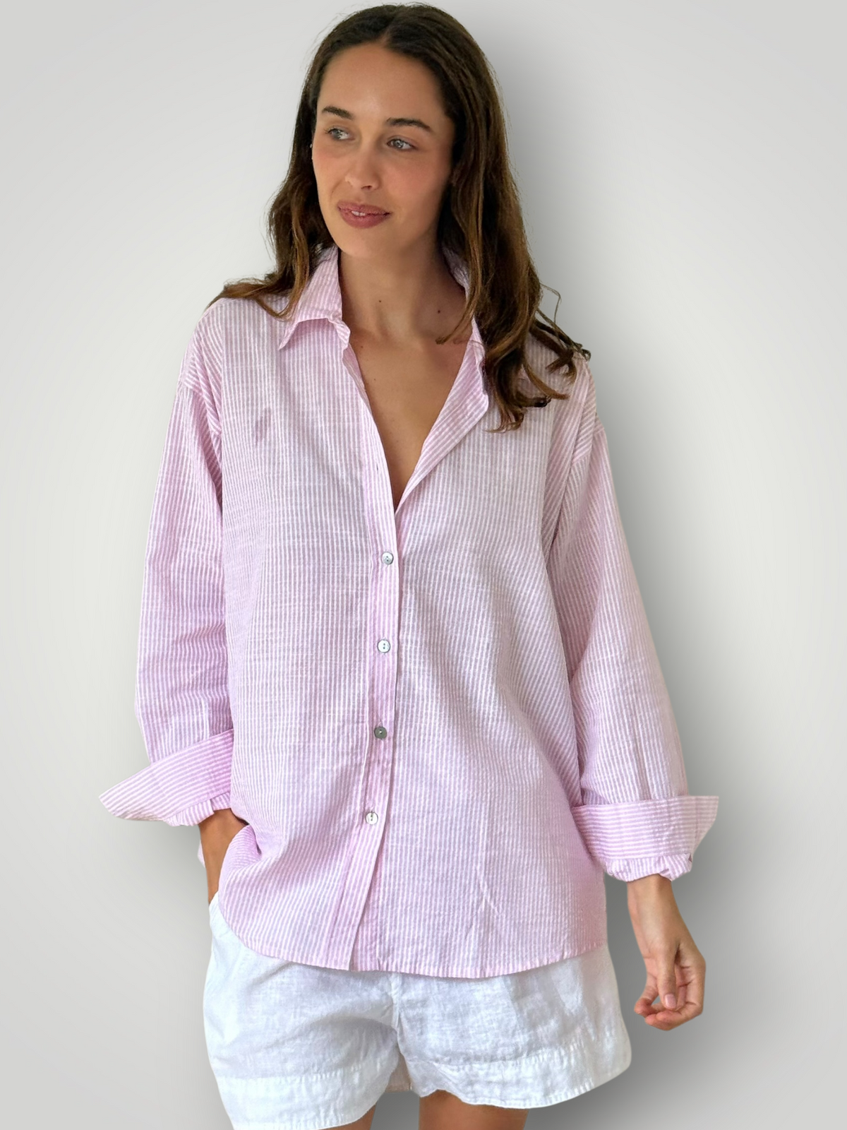 jordan shirt-pink stripe cotton