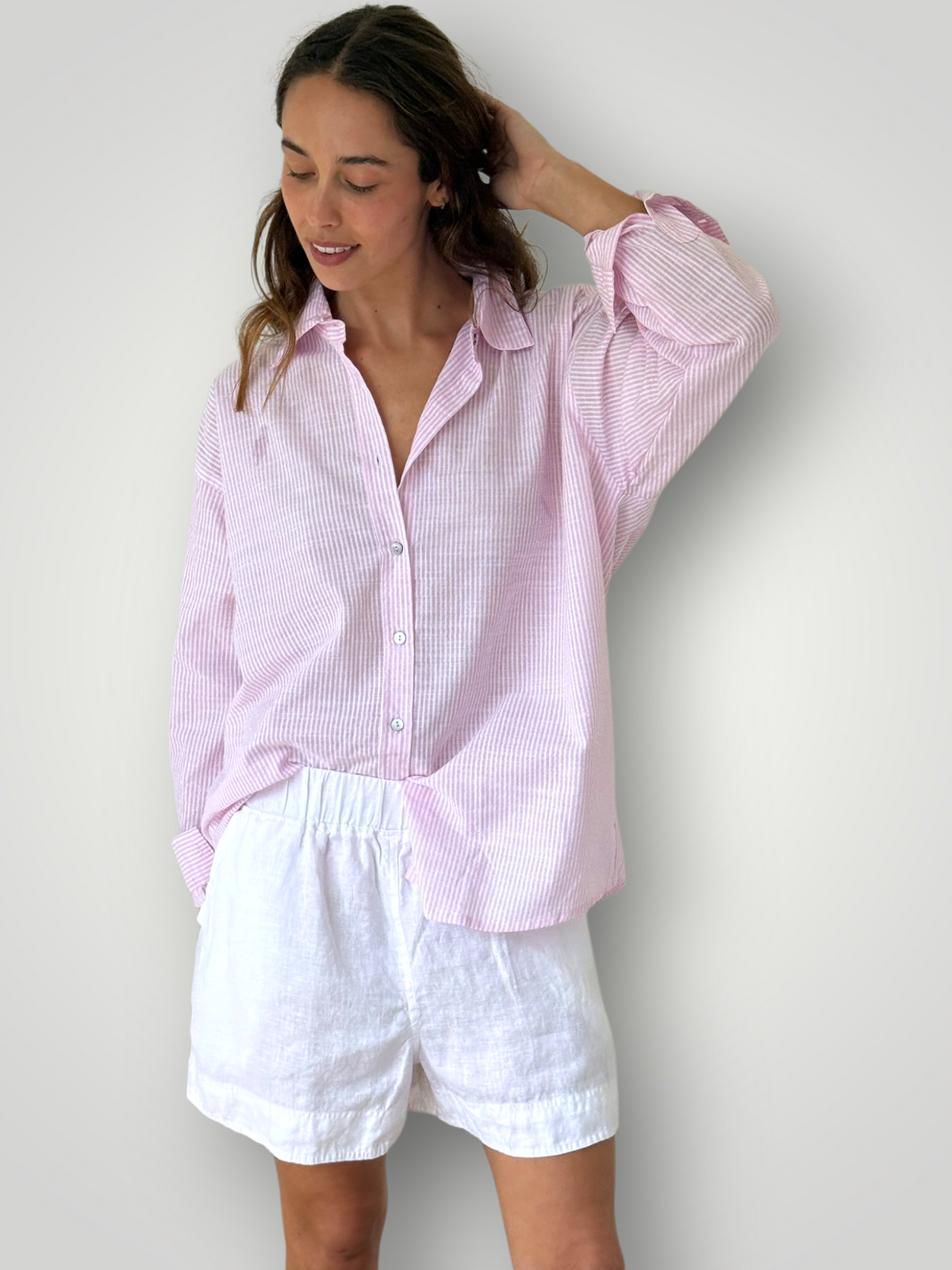 jordan shirt-pink stripe cotton