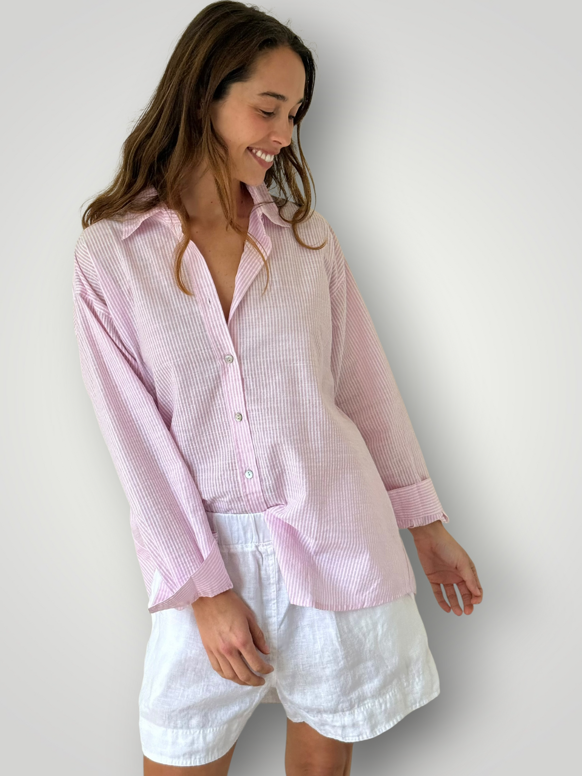 jordan shirt-pink stripe cotton