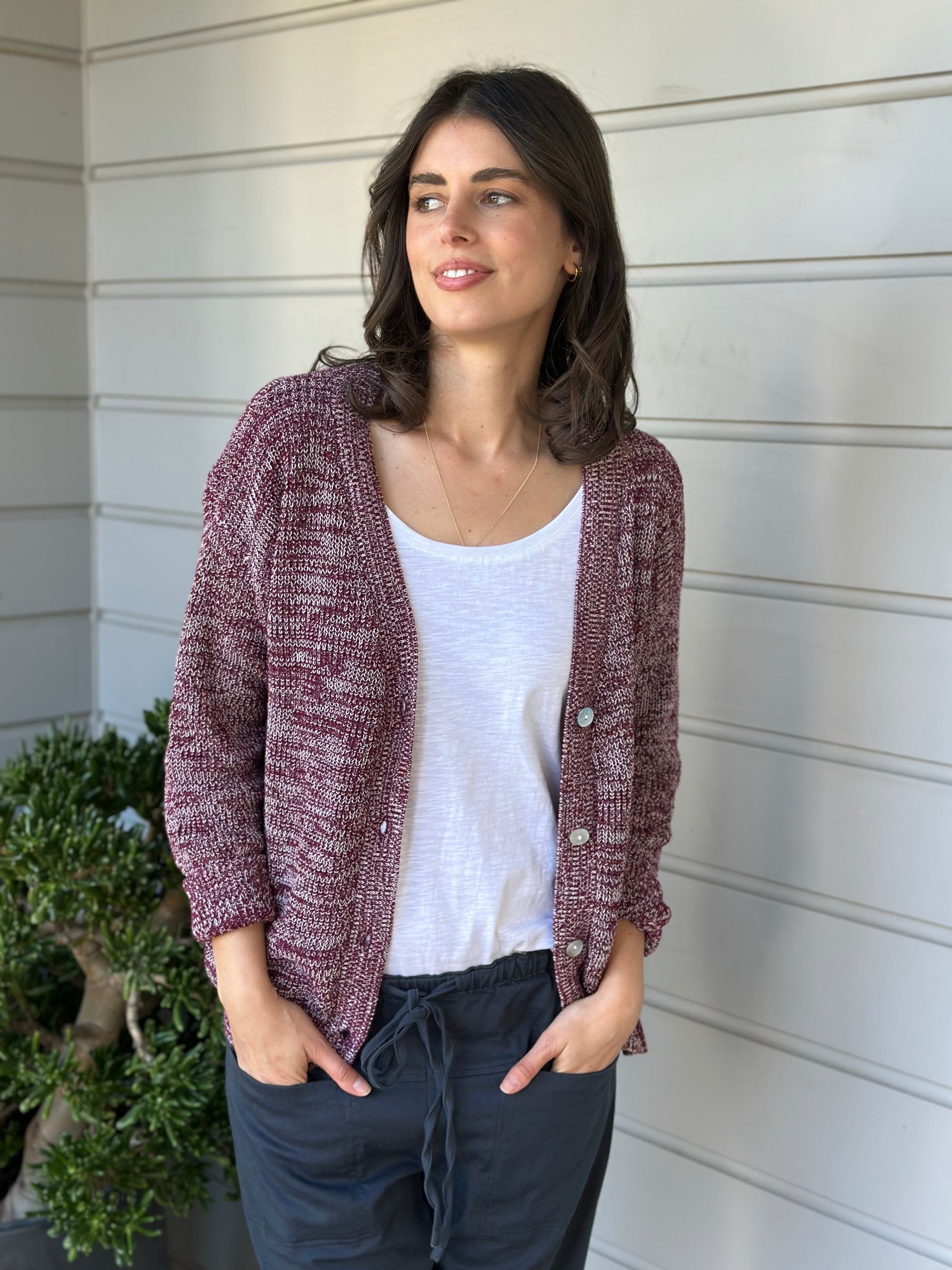 lucas cardi - wine/white blend cotton Apparel