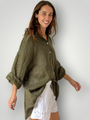 megan shirt - army linen Apparel