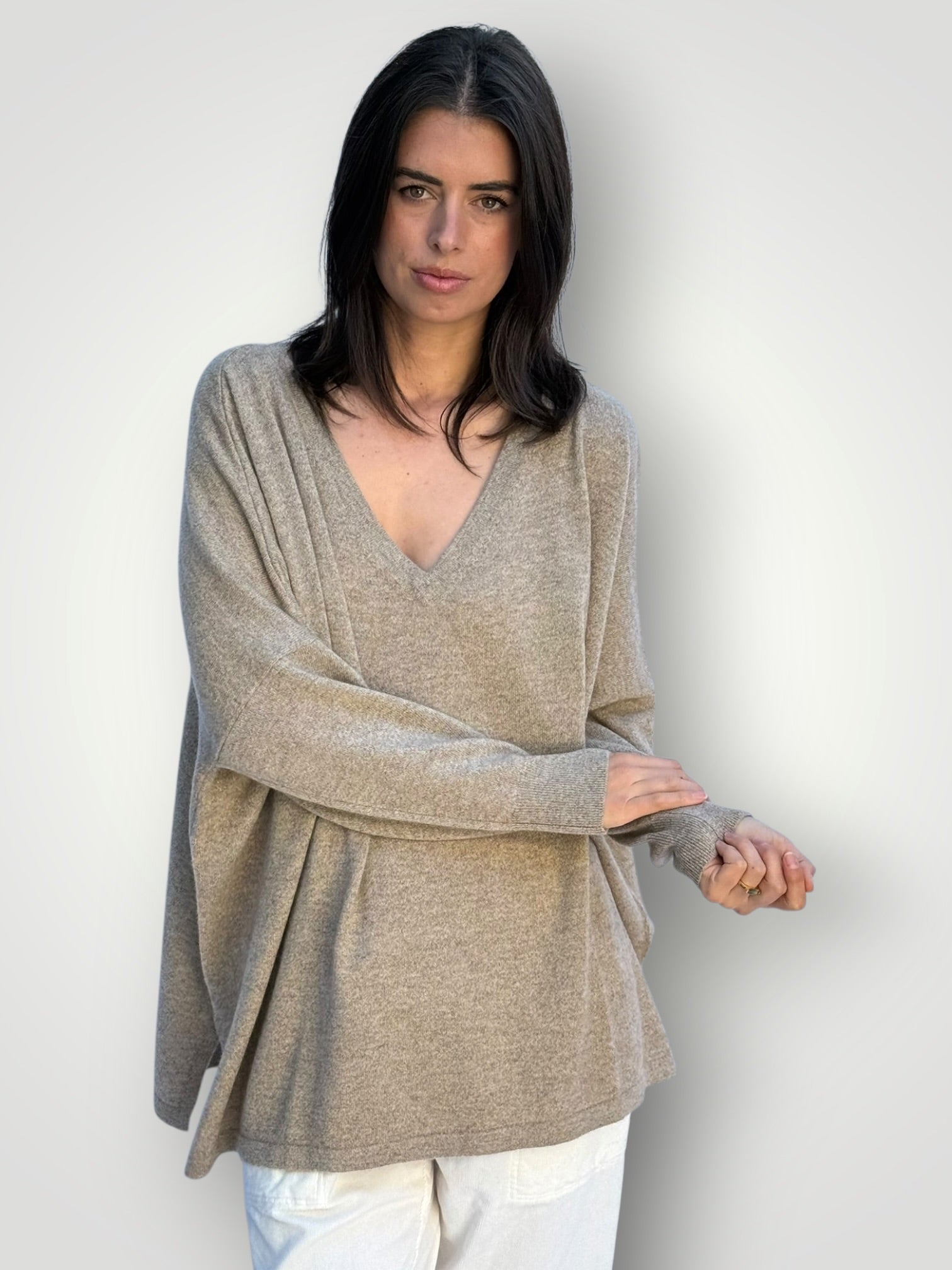 boyfriend v cashmere knit -natural Apparel