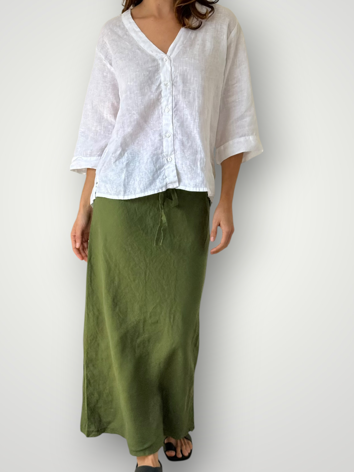 anthea skirt - moss linen Apparel