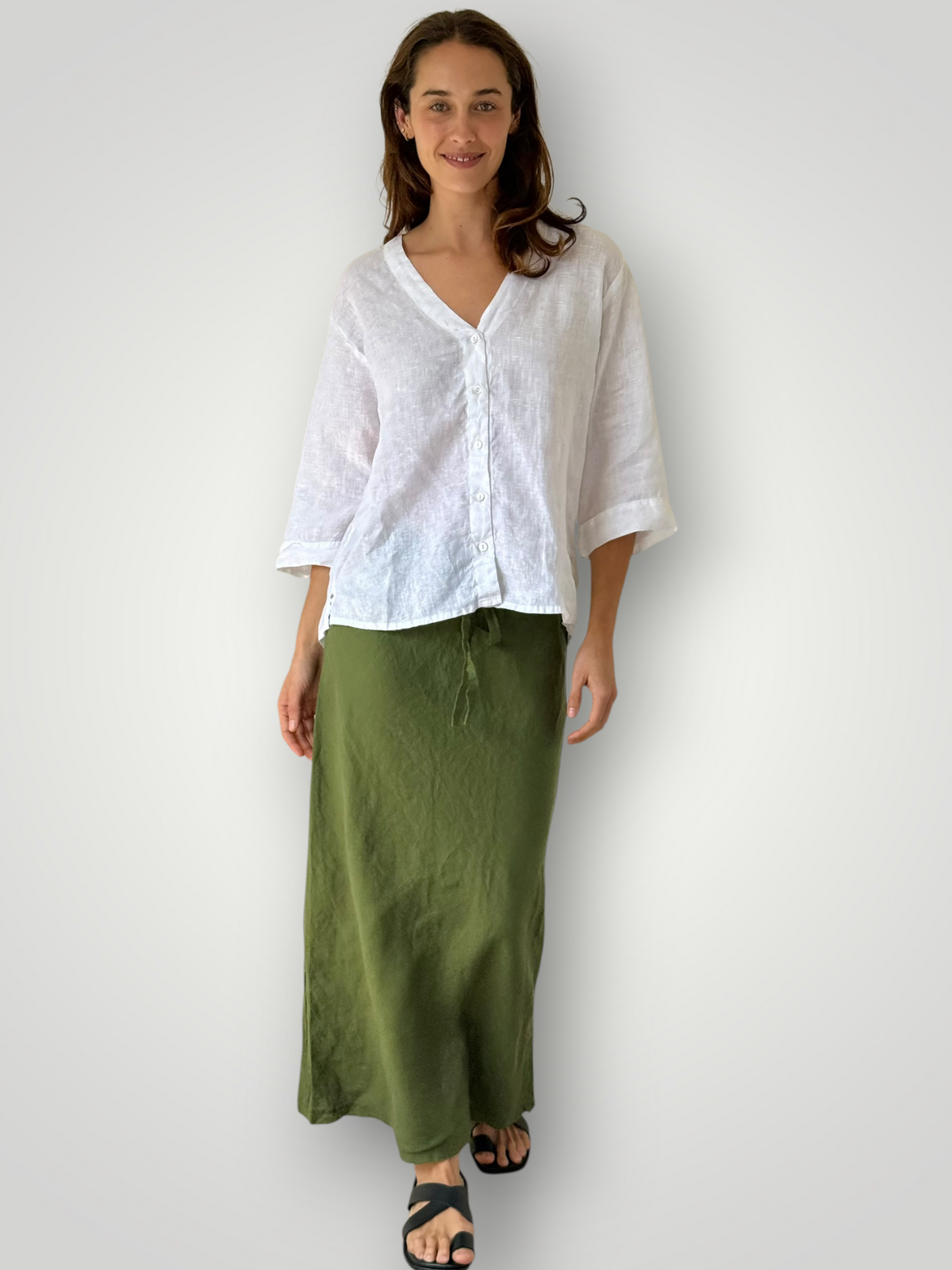 anthea skirt - moss linen Apparel