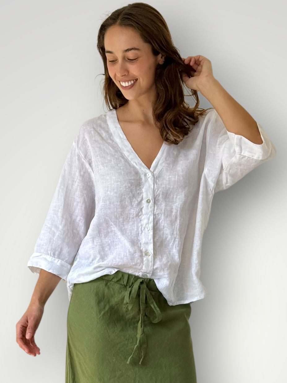 raine shirt - white linen Apparel