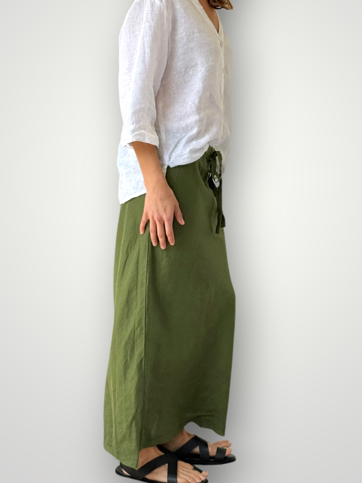 anthea skirt - moss linen Apparel