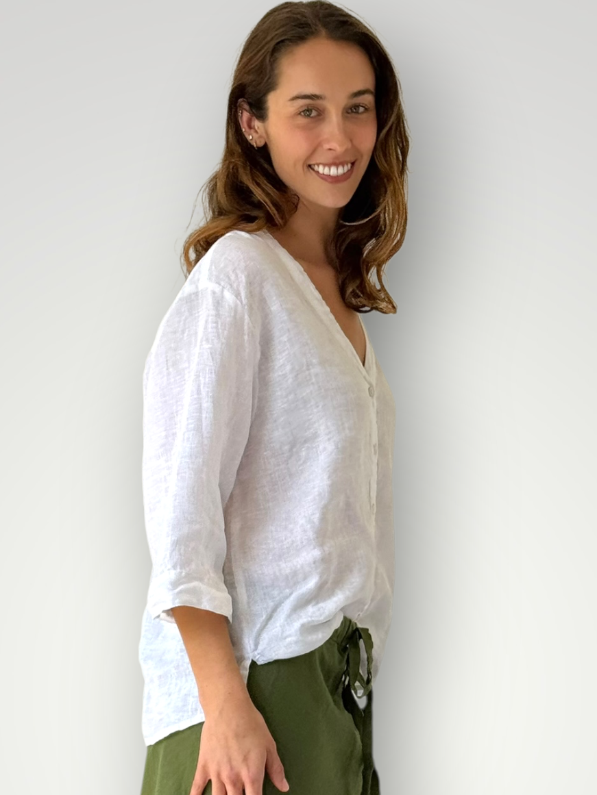raine shirt - white linen Apparel