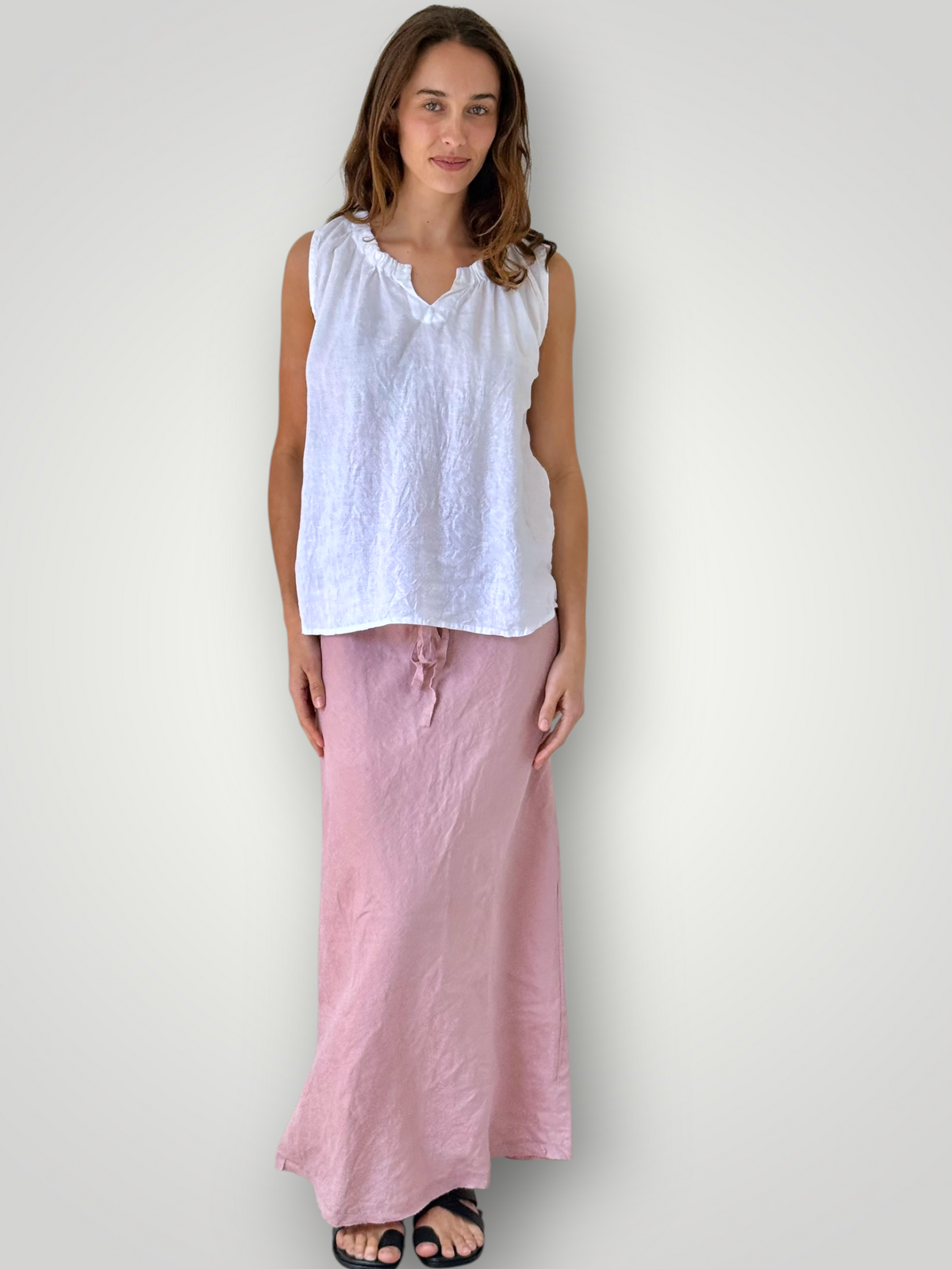anthea skirt - dusty rose linen Apparel