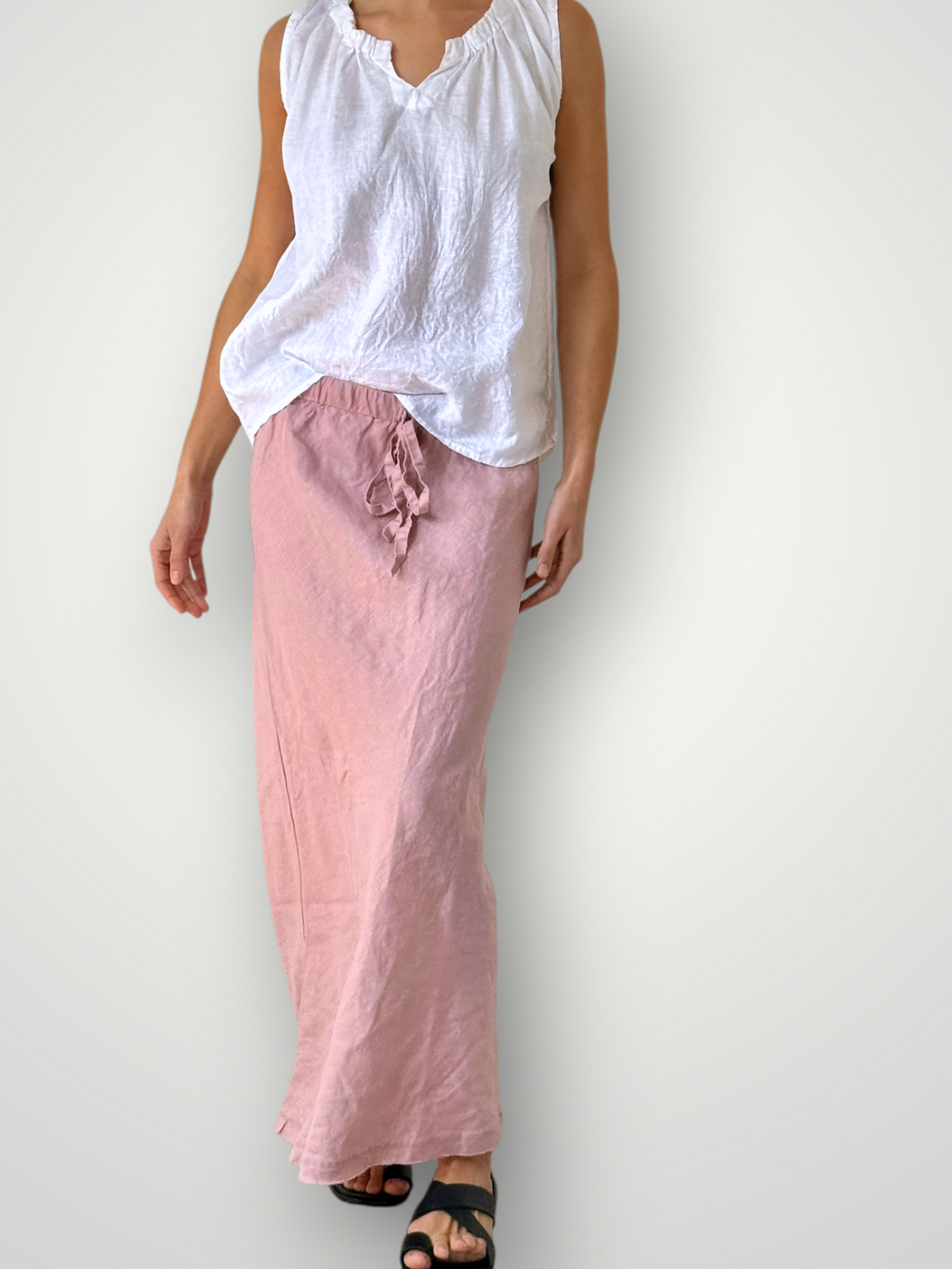 anthea skirt - dusty rose linen Apparel