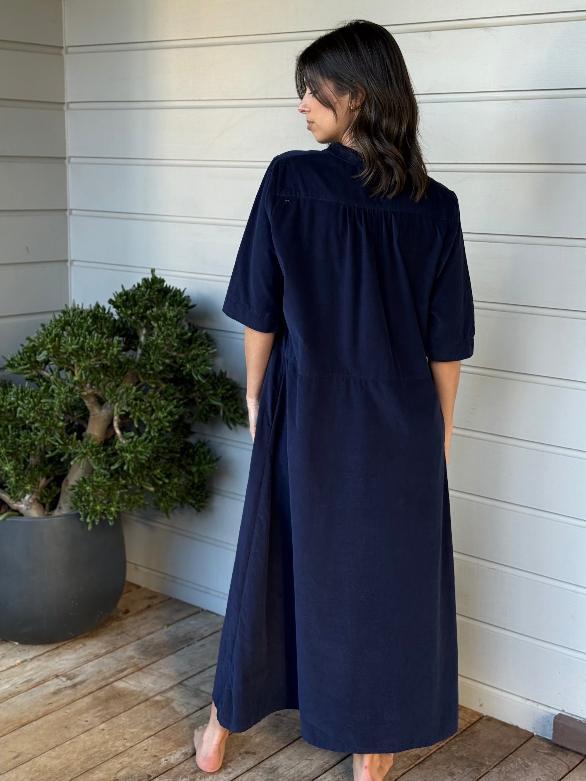 bridget dress - navy cord Apparel