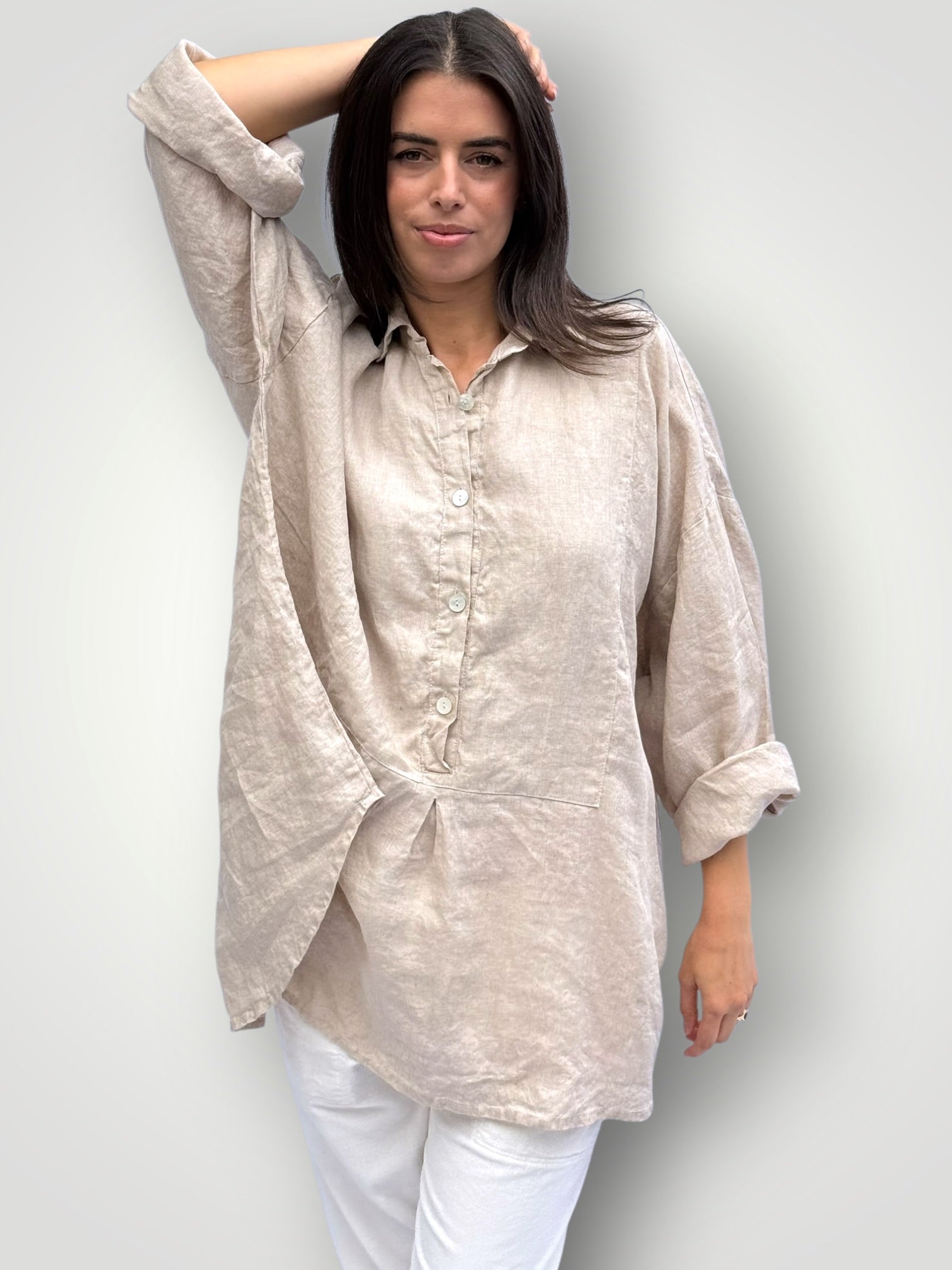 megan shirt - natural linen Apparel