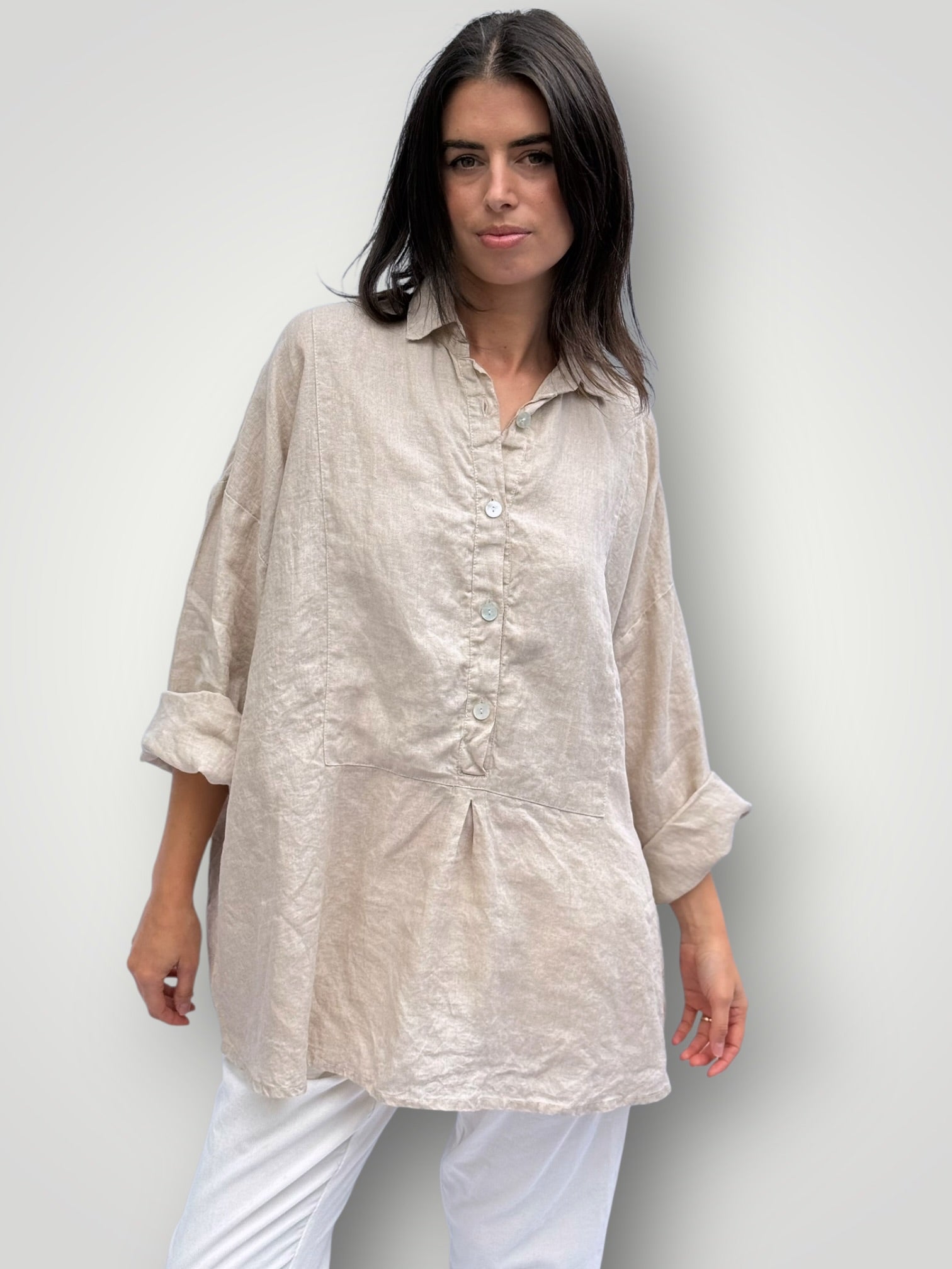 megan shirt - natural linen Apparel