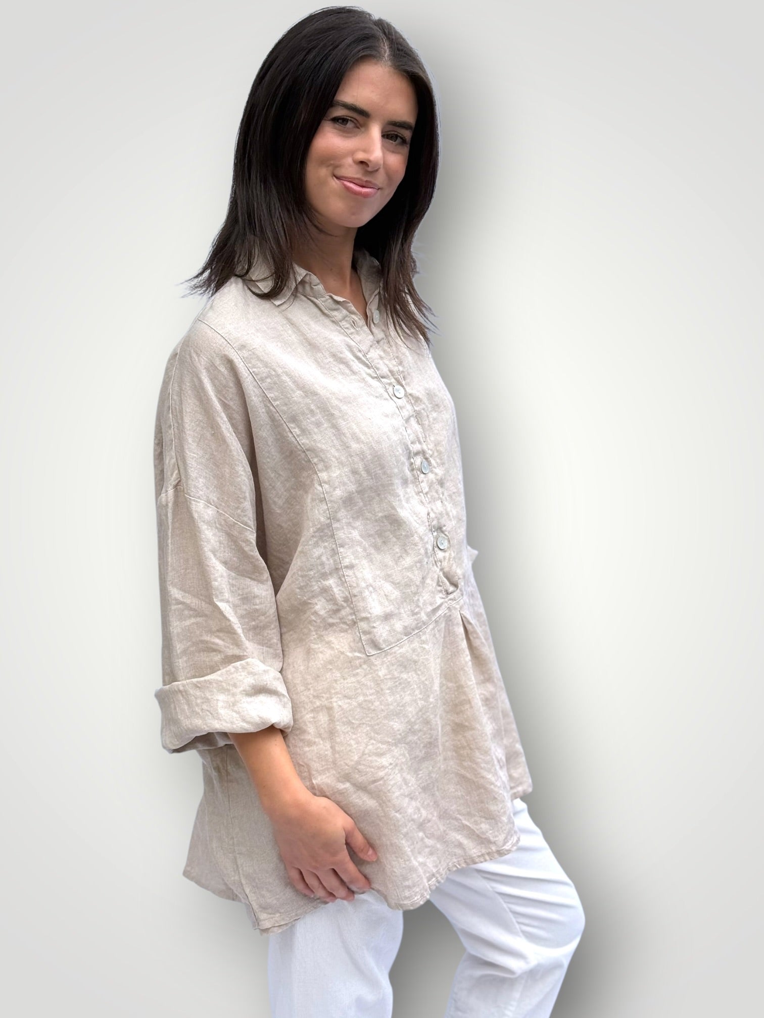 megan shirt - natural linen Apparel