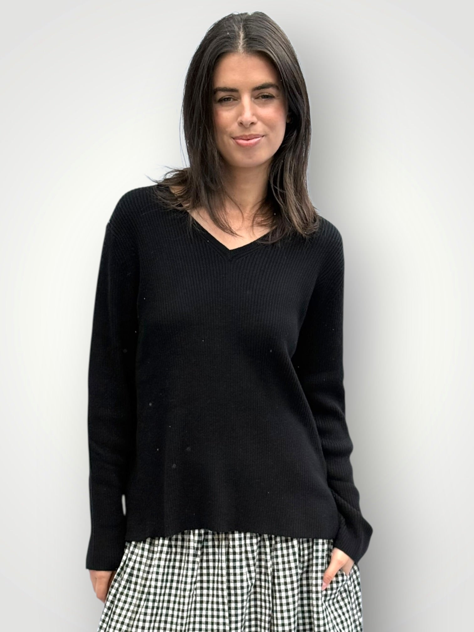 georgia v neck ribbed -black General