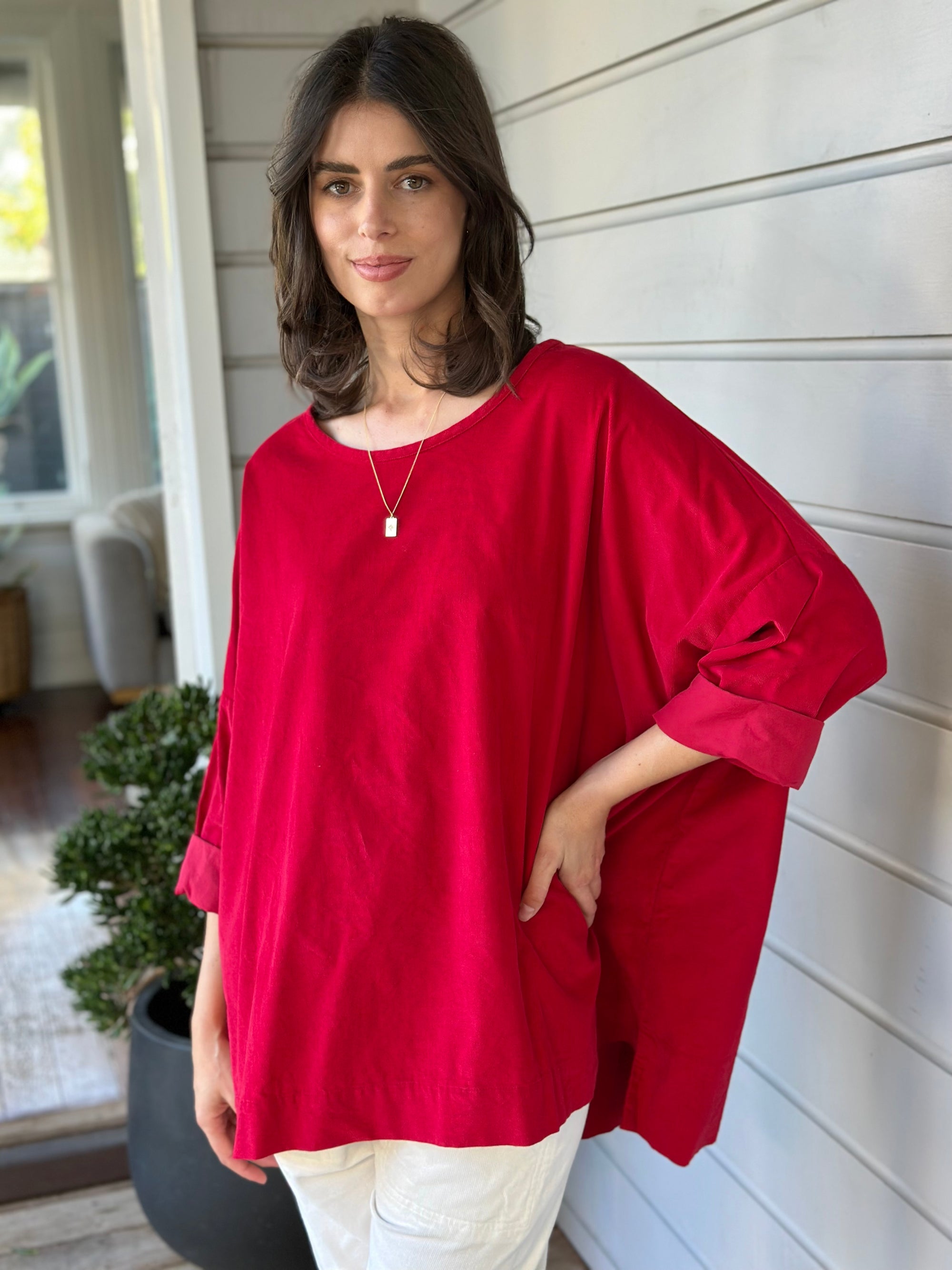 hunter top - winter red cord Apparel