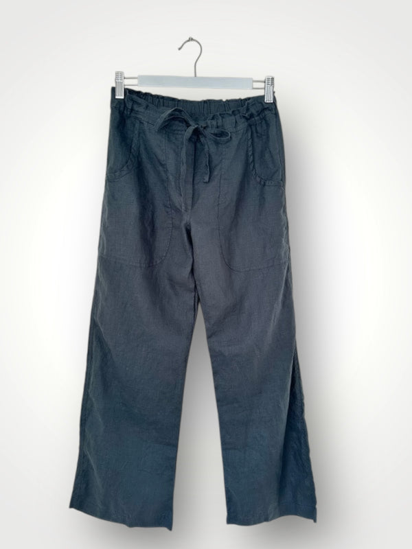 fleur straight leg pants - charcoal linen Apparel