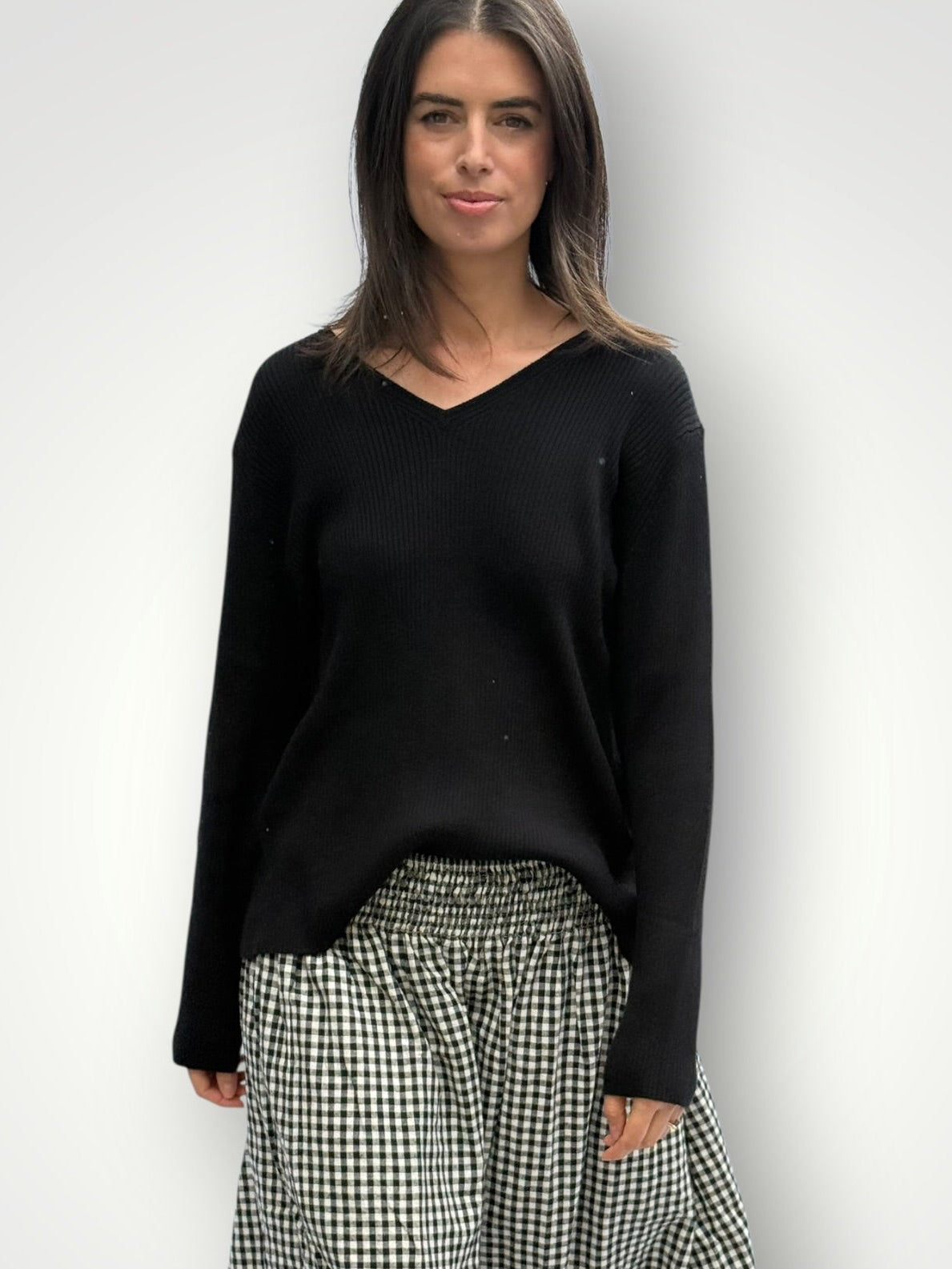 georgia v neck ribbed -black General