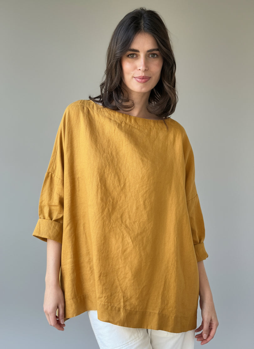 avril top - turmeric linen Apparel