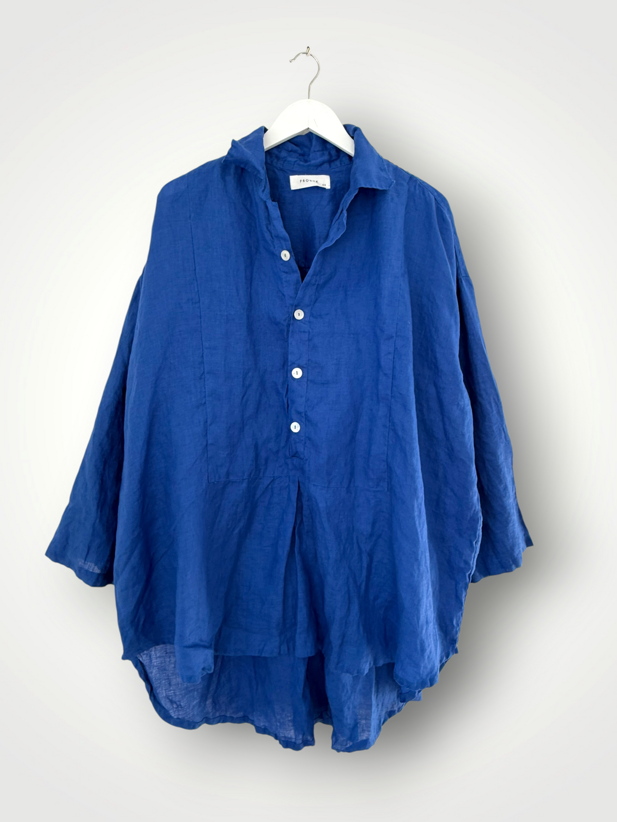 megan shirt - cobalt linen Apparel