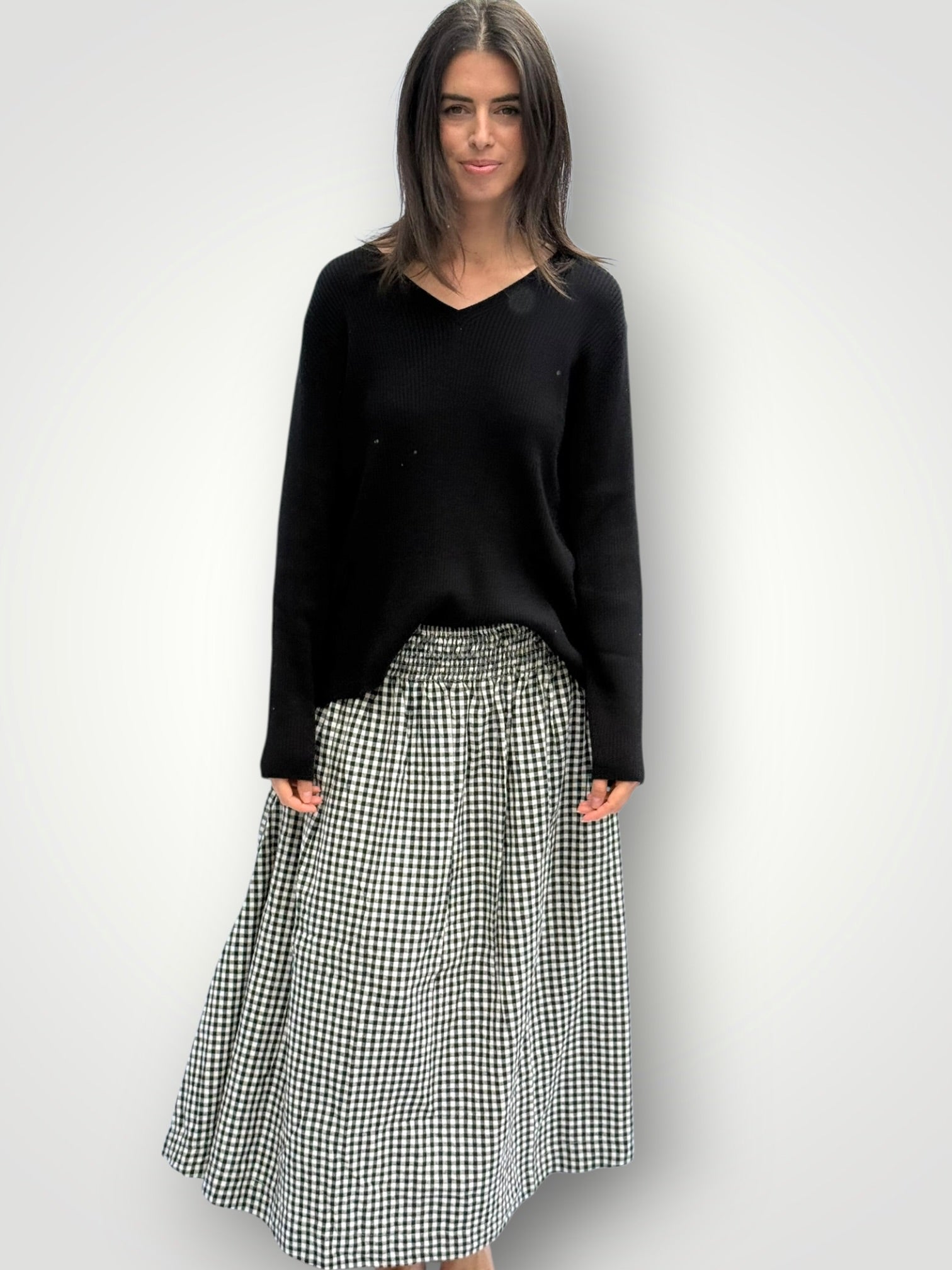 georgia v neck ribbed -black General