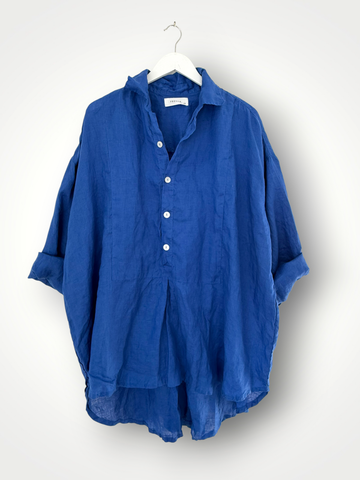 megan shirt - cobalt linen Apparel